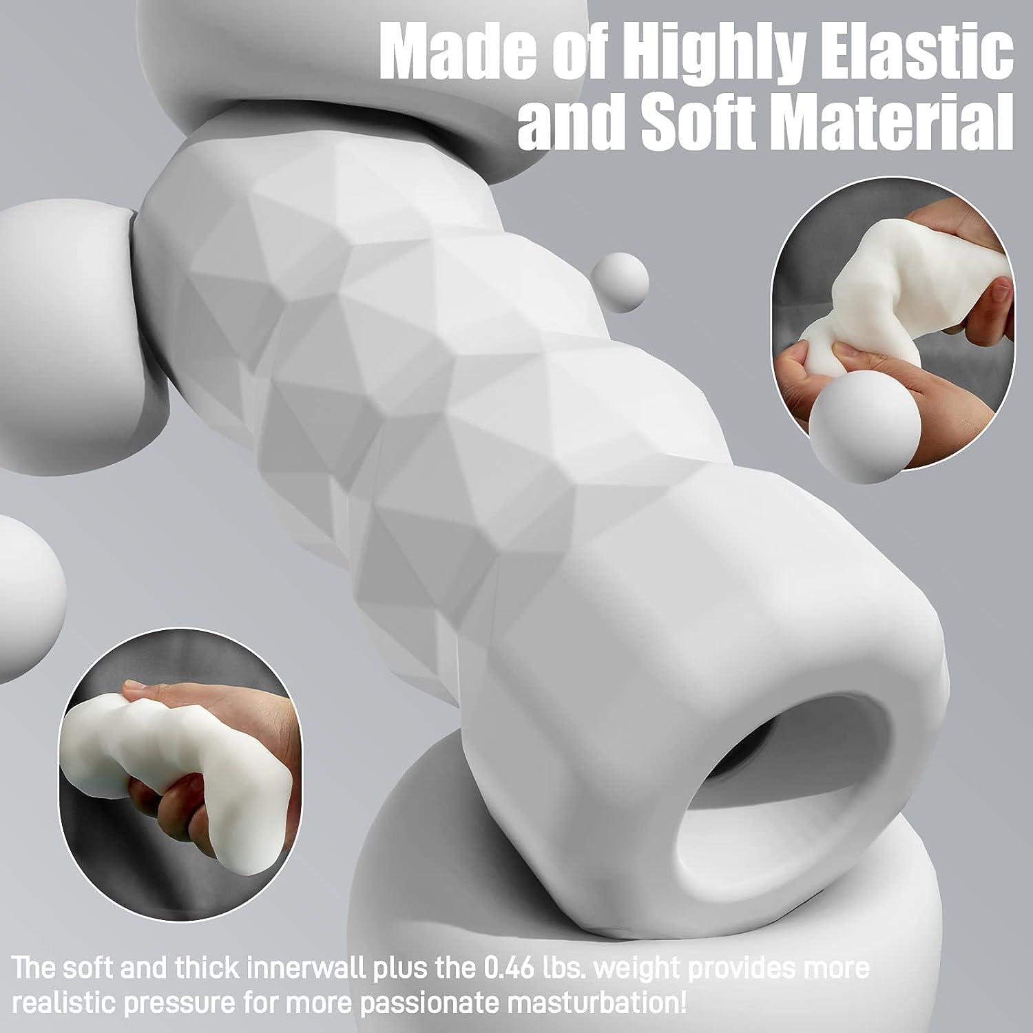 Realistic Male Masturbator - 3D Textured TPE Pocket Pussy Stroker & Penis Training Sleeve with Storage Box | Discreet Male Sex Toy for Solo Pleasure & Blowjob Simulation | Perfect for Travel & Private Use (White)