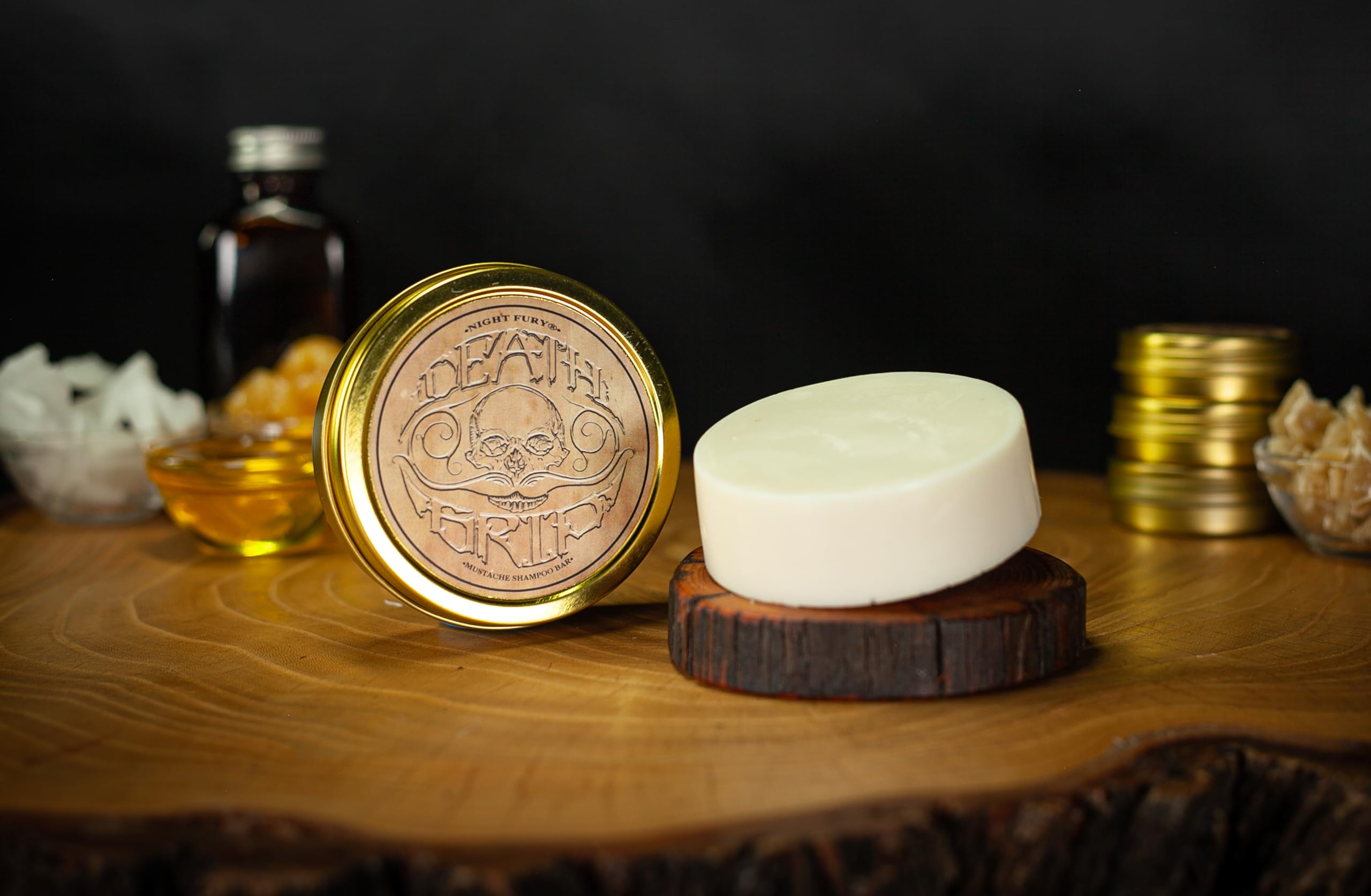 Night Fury Goat's Milk Shampoo Bar - 4oz Natural Beard & Mustache Care | Men's Face Wash & Body Soap for Sensitive Skin | Perfect for Travel, Camping & Daily Grooming