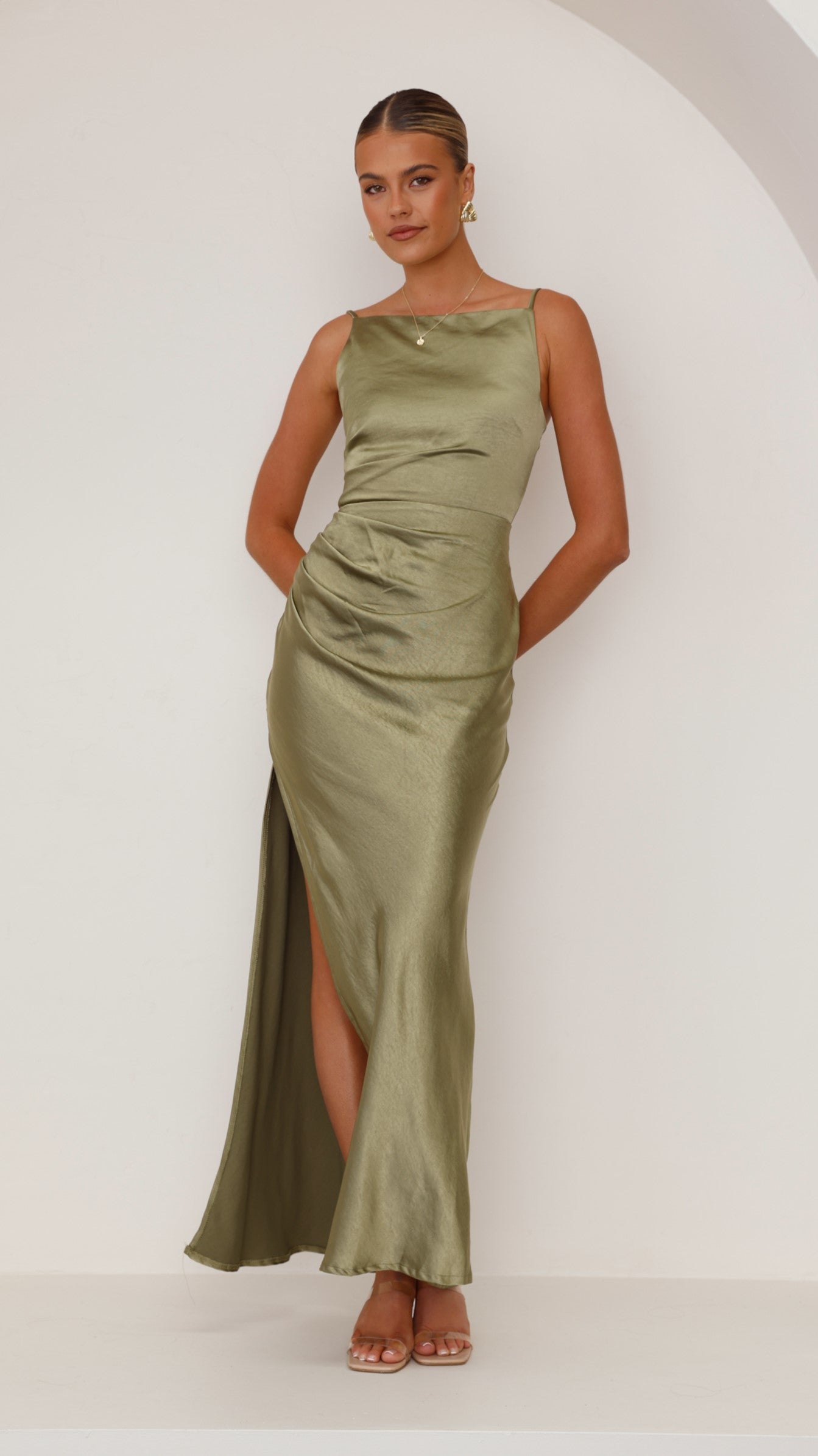 Ava Maxi Dress for Women - Flowy Olive Green Long Summer Dress - Perfect for Beach, Vacation & Casual Wear