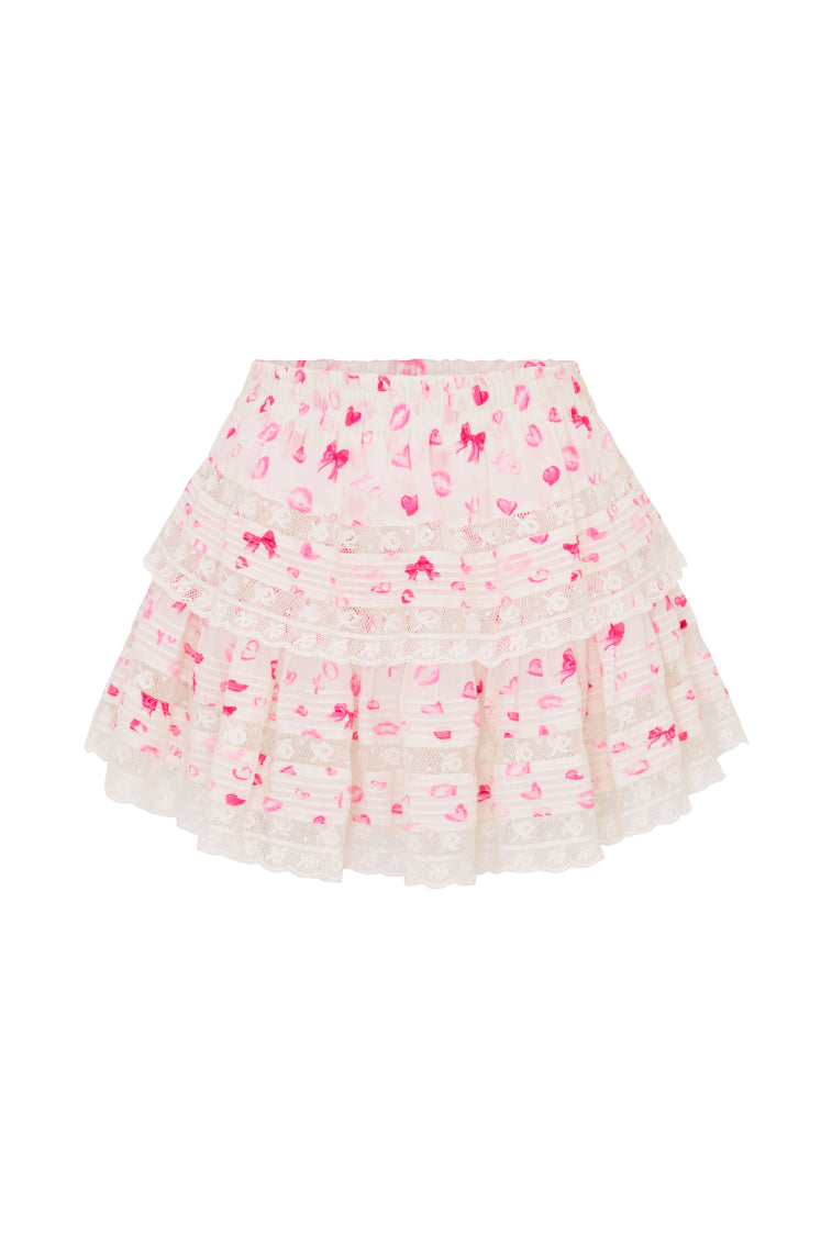 Ruffle Mini Bow & Kiss Print Skirt - Cute Floral Summer Skirt for Women | Perfect for Beach, Vacation & Casual Outfits