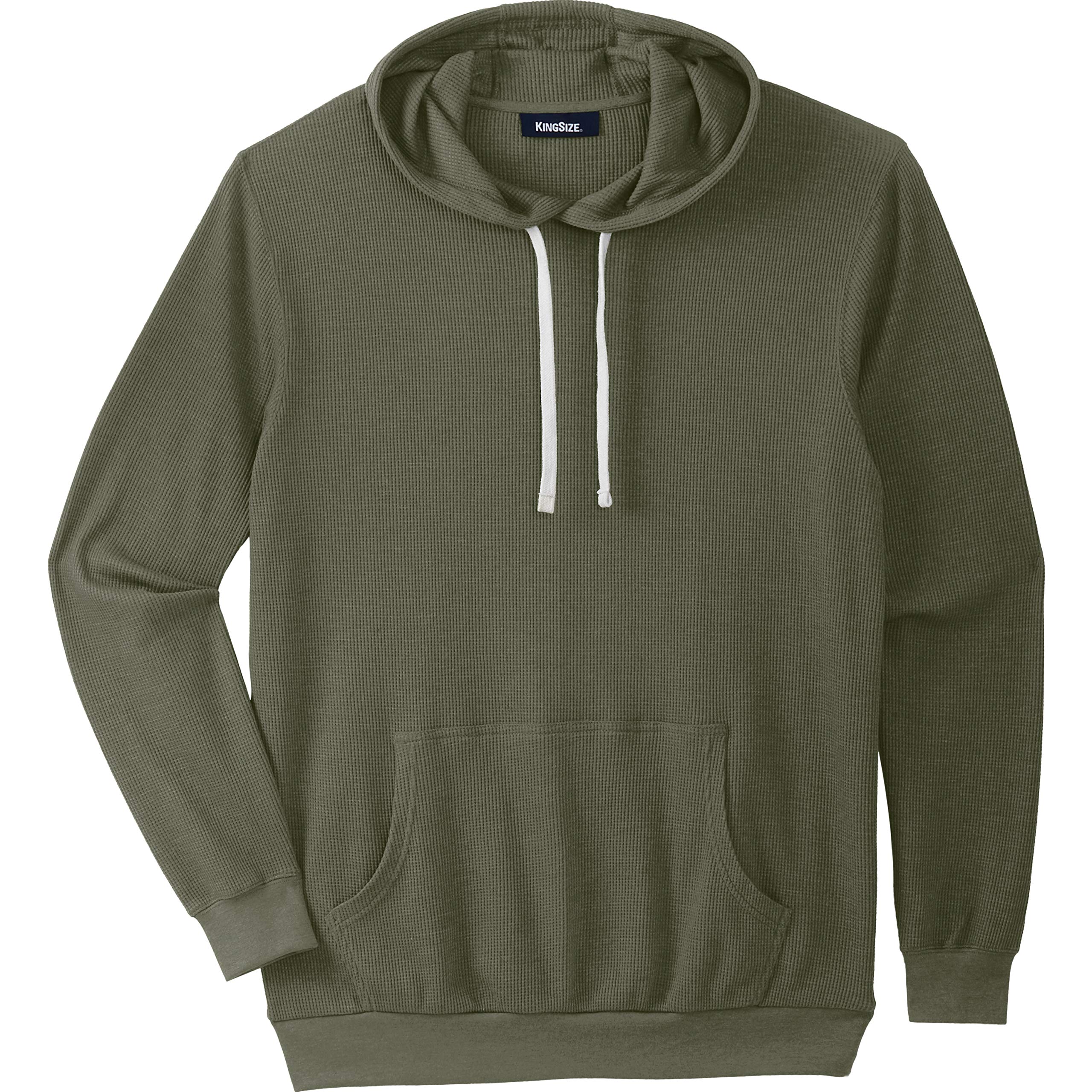 KingSize Men's Big & Tall Thermal Hoodie - Waffle-Knit Fleece Lined Winter Sweatshirt for Cold Weather Outdoor Activities