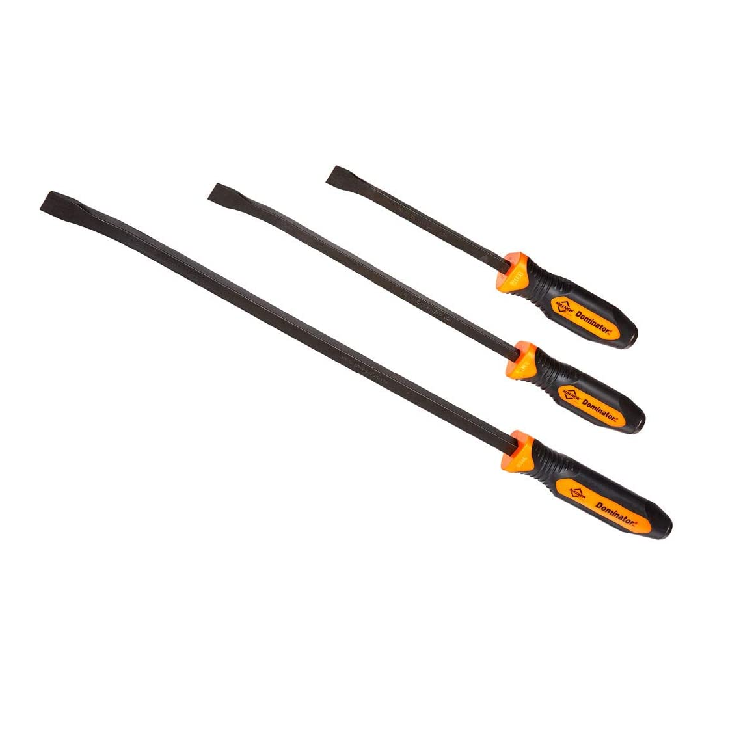 Mayhew 14071OR 3-Piece Orange Dominator Curved Pry Bar Set - Heavy Duty Demolition Tools for Construction, Auto Repair & Home Improvement Projects