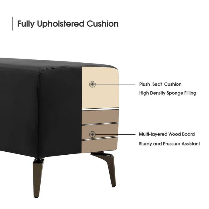 Harrison Salon Reception Bench - Modern Lobby Chairs for Waiting Area, Comfortable Seating for Beauty & Hair Salon, Spa, Clinic - Wooden Frame with Upholstered Cushion