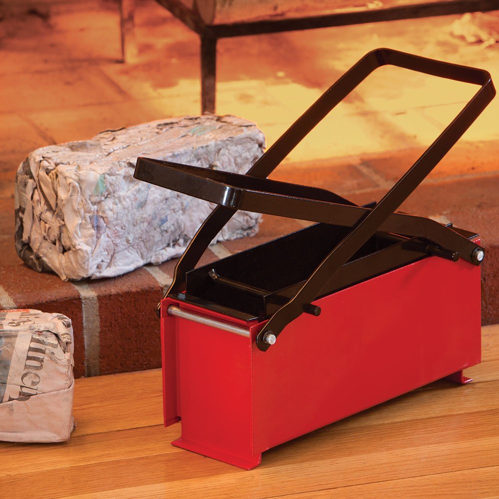 Bits and Pieces Heavy Duty Steel Newspaper Briquette Maker - Paper Log Brick Press for Eco-Friendly Fire Starters, Camping & Fireplace Use