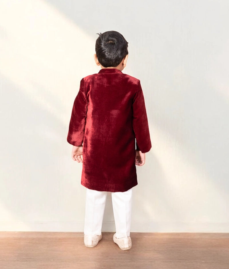 Pre Order: Elegant Maroon Embroidered Sherwani for Men | Traditional Indian Wedding Attire | Perfect for Weddings, Festivals & Special Occasions