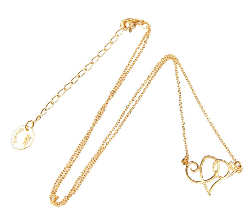 Heart Scroll Necklace for Women - Elegant Gold Pendant Jewelry Gift for Her - Perfect for Valentine's Day, Anniversary & Romantic Occasions