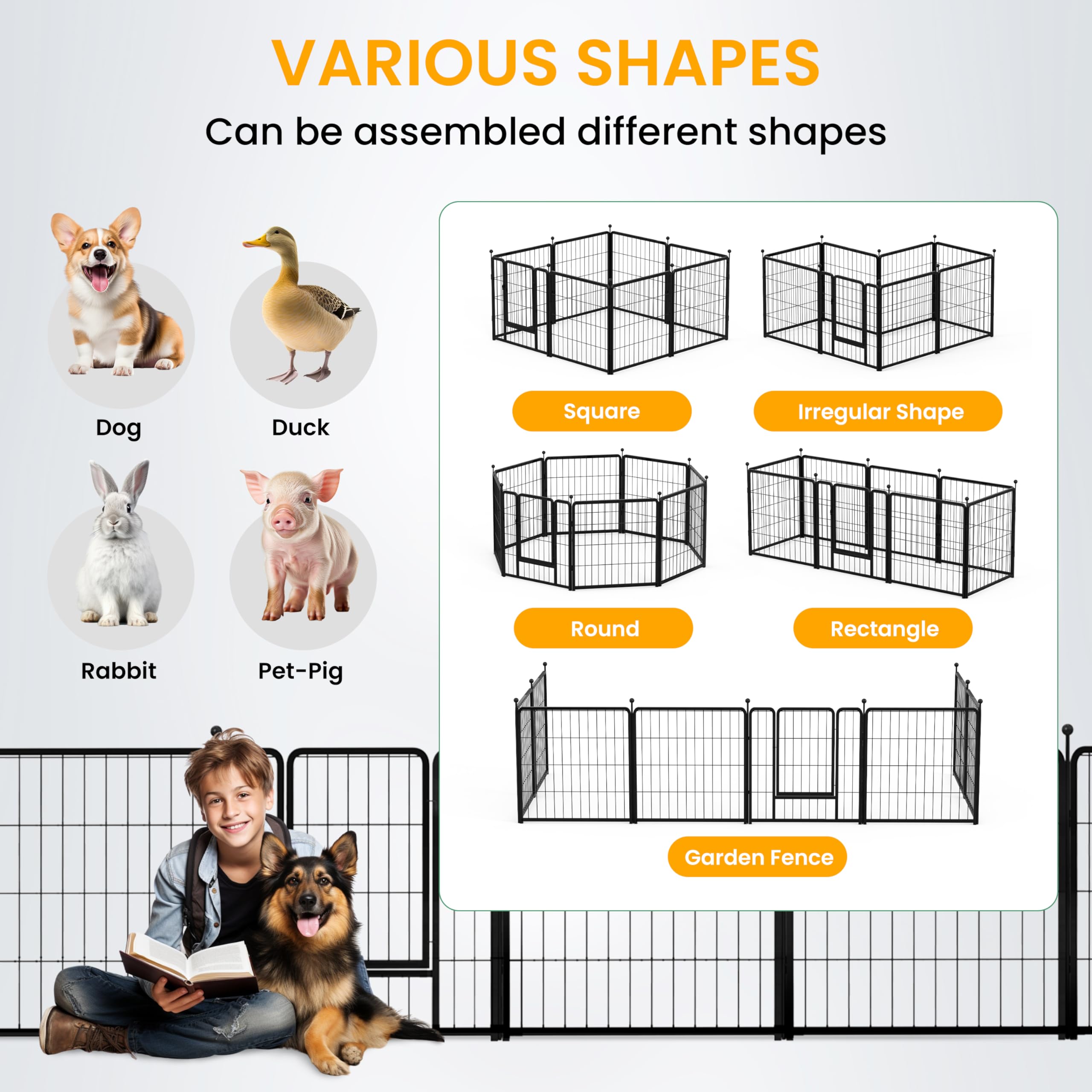32 Inch 8 Panel Dog Playpen - Portable Indoor & Outdoor Pet Fence for Small & Medium Dogs | Perfect for Camping, Yard, RV, Garden, Travel & Home Use | Durable Black Metal Puppy Pen