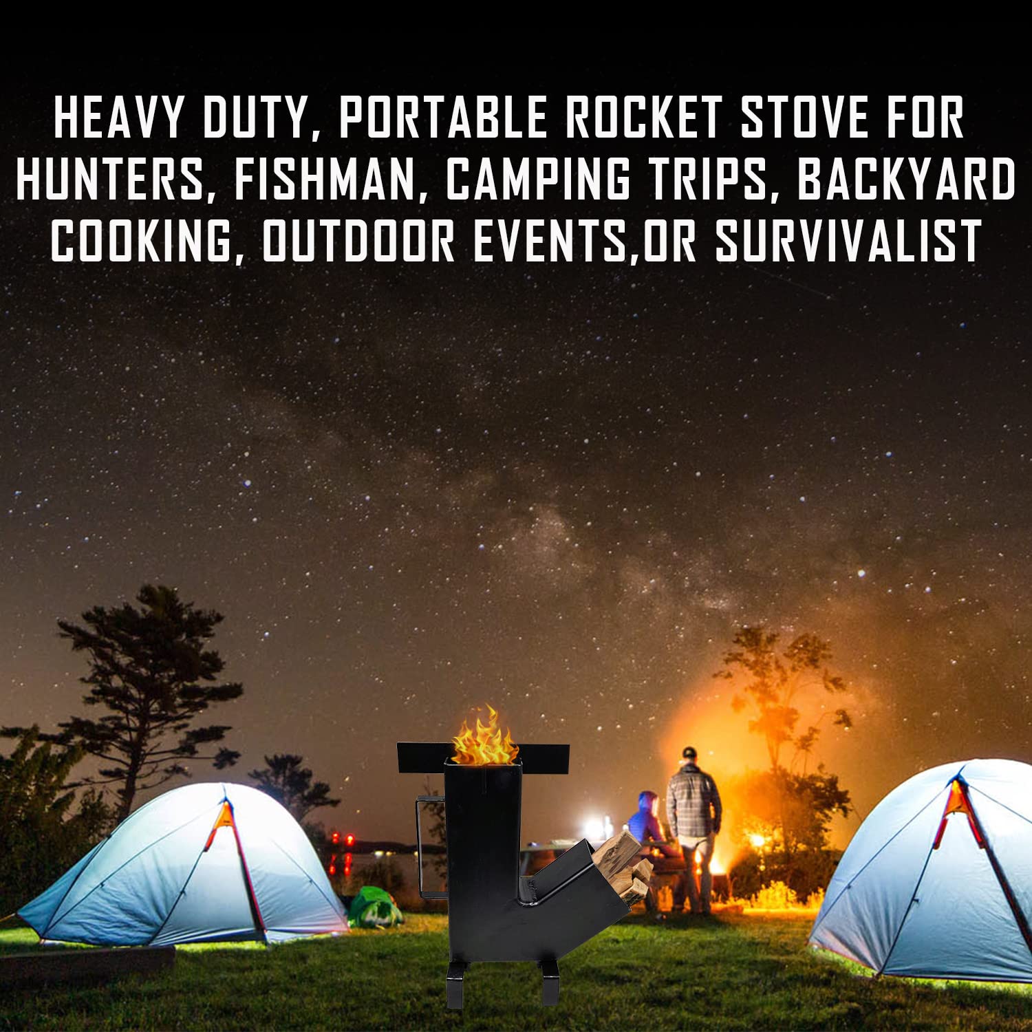 Portable Camping Rocket Stove with Handle - Lightweight Survival Cooking Heater for Outdoor Adventures, Emergency Preparedness & Backpacking