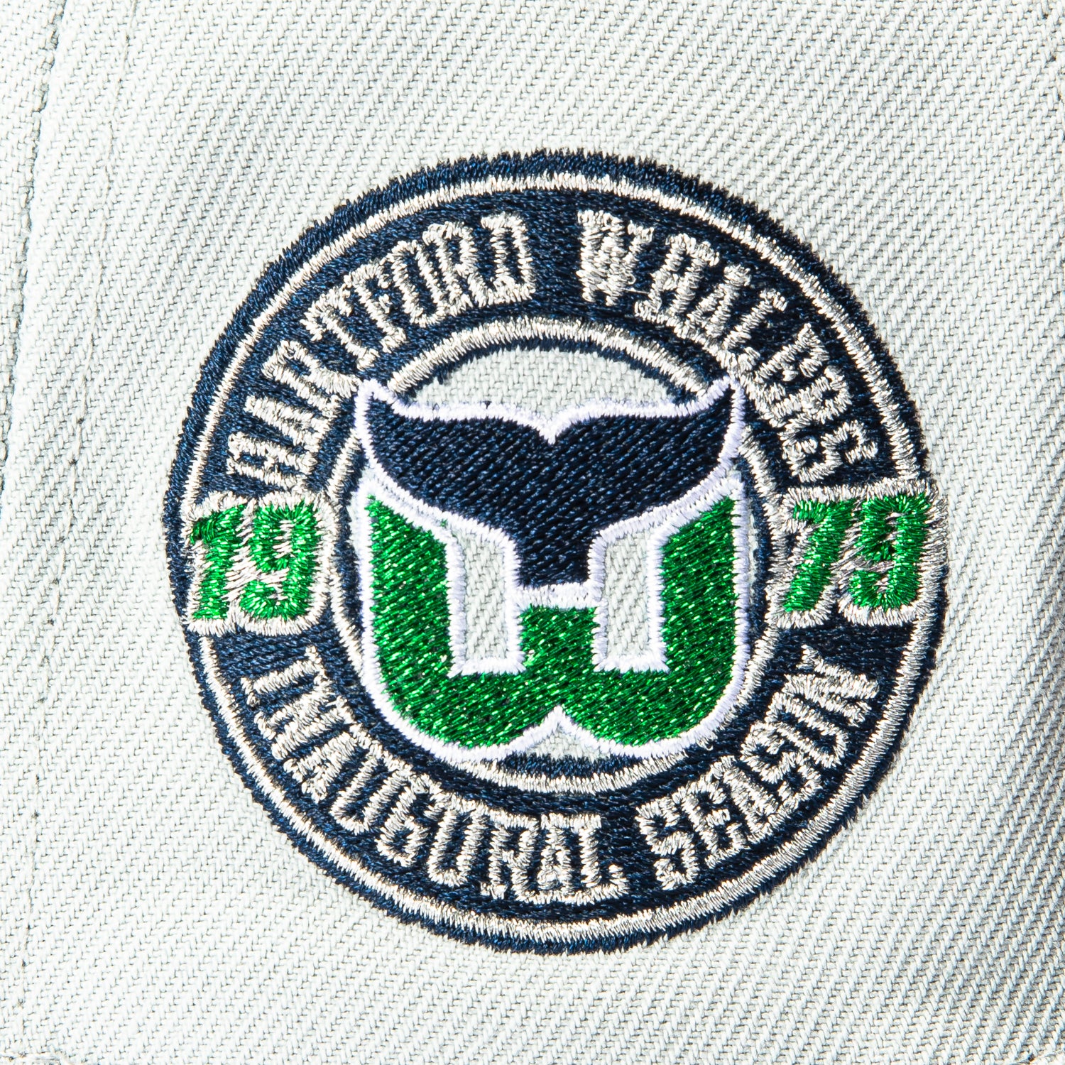 New Era 59Fifty Hartford Whalers Inaugural Patch Snapback Hat - Grey & Navy Blue Adjustable Baseball Cap for Hockey Fans & Sports Collectors - Perfect for Games, Tailgating & Streetwear Fashion