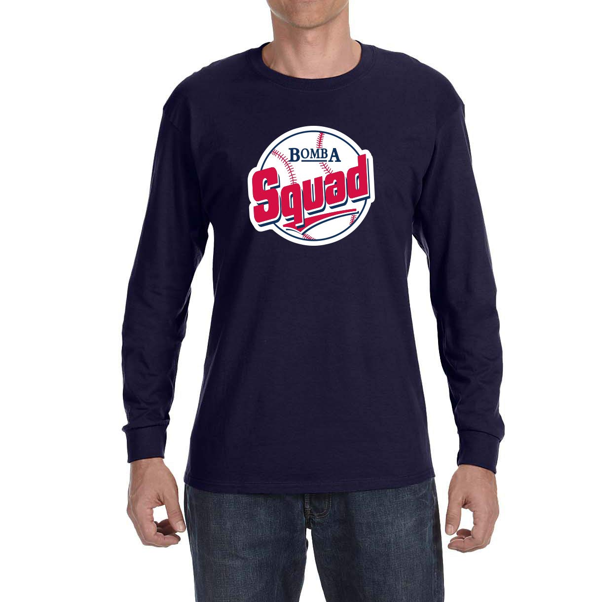 Tobin Clothing Long Sleeve Navy Twins Bomba Squad Logo T-Shirt for Men | Baseball Fan Apparel | Game Day Outfit & Casual Wear