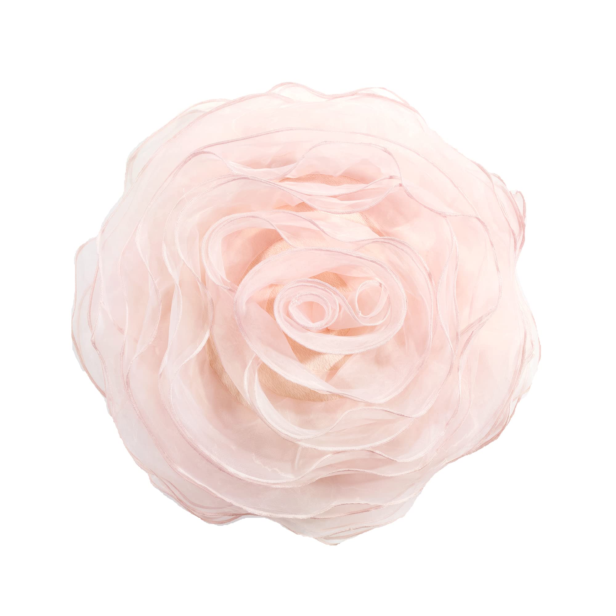 Lush Decor Ruffle Layer Flower Decorative Throw Pillow - 17 Inch Round Blush Pink Cushion Cover for Bed, Sofa, Chair - Perfect for Living Room, Bedroom & Nursery Decor