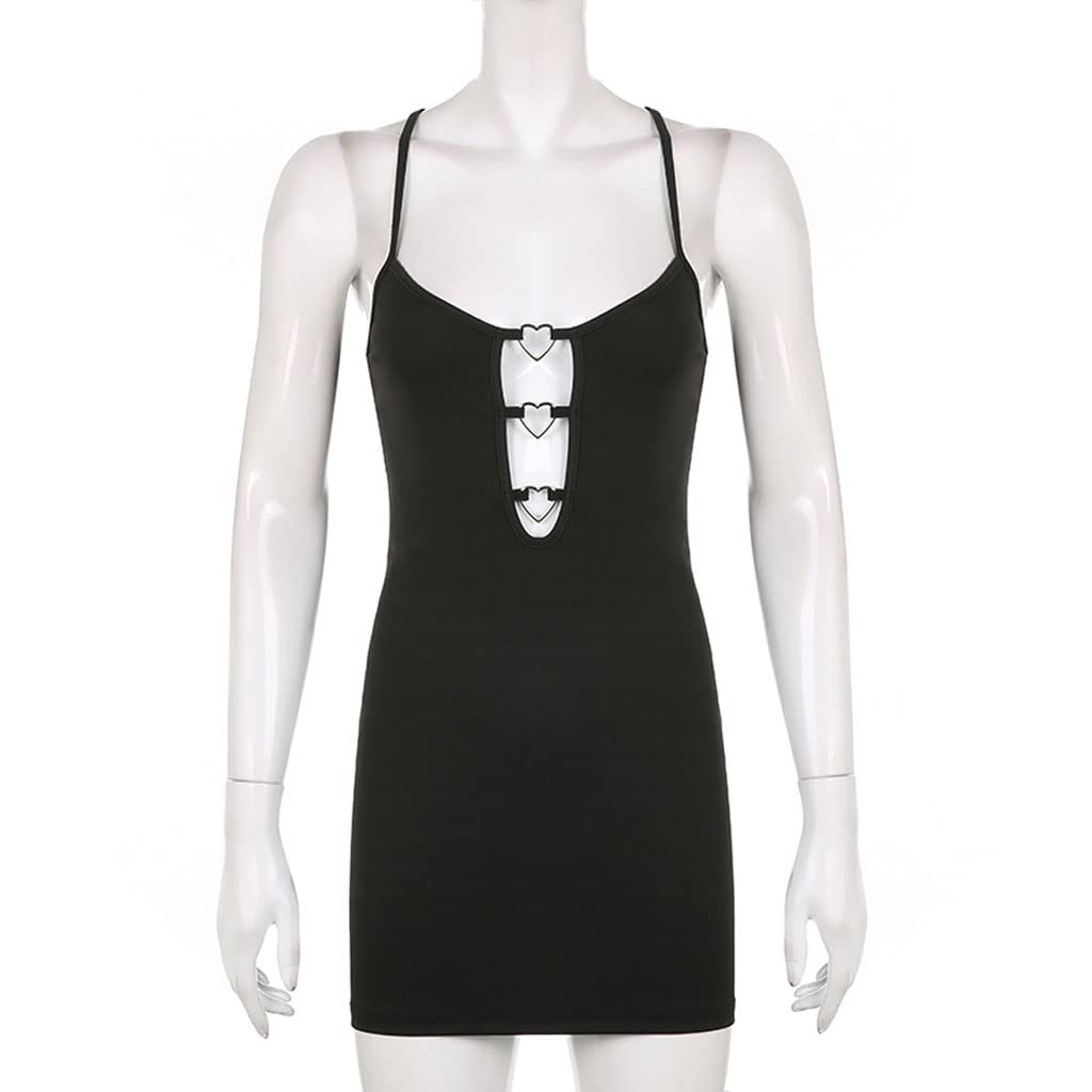WALNUTA Black Straps Bodycon Party Dress - Sexy Mini Summer Elegant Outfits for Women | Perfect for Club Nights, Date Nights & Special Occasions