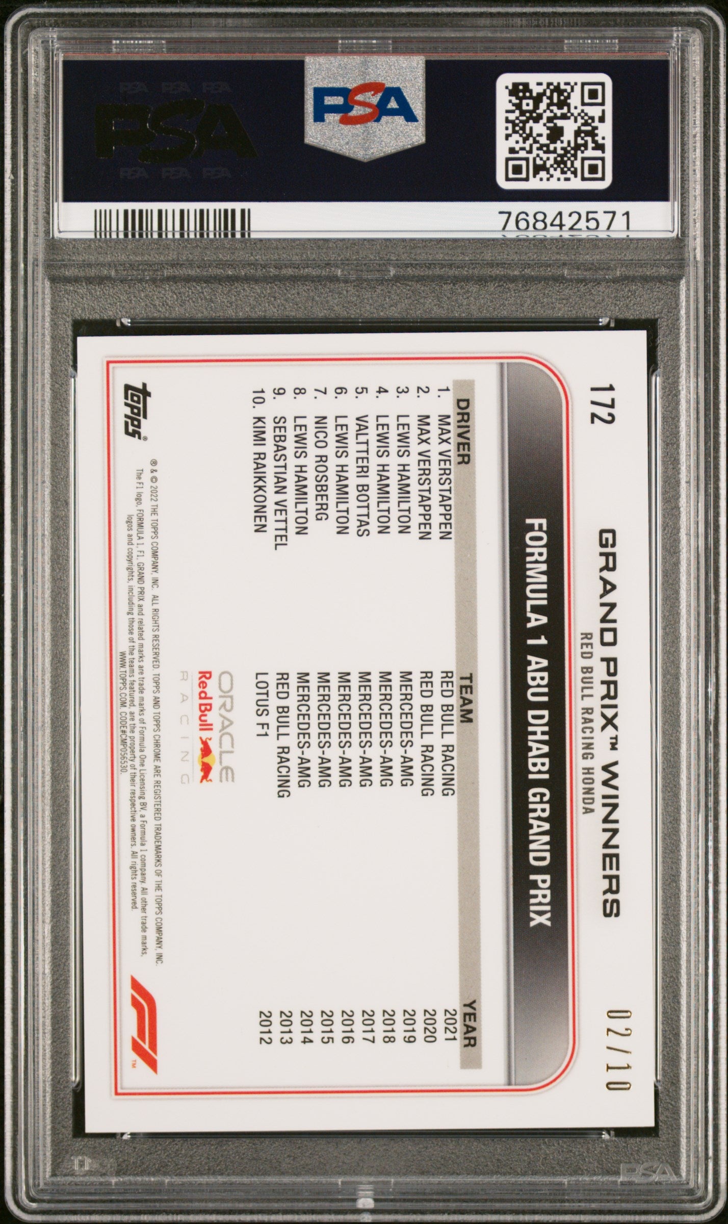 2022 Topps Chrome F1 Max Verstappen #172 PSA 9 Purple Sapphire - Rare Racing Collectible for F1 Fans & Sports Memorabilia Enthusiasts