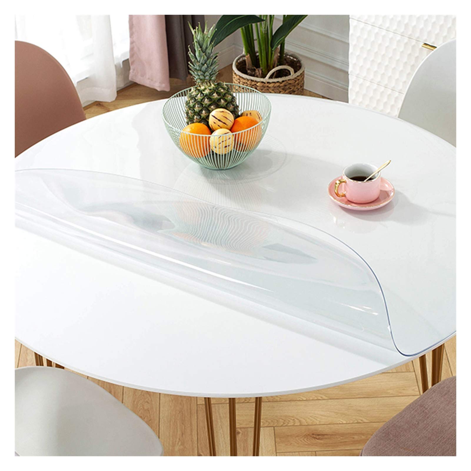 XXIOJUN Round PVC Table Cover Protector - Durable, Anti-Scalding for Dining & Coffee Tables