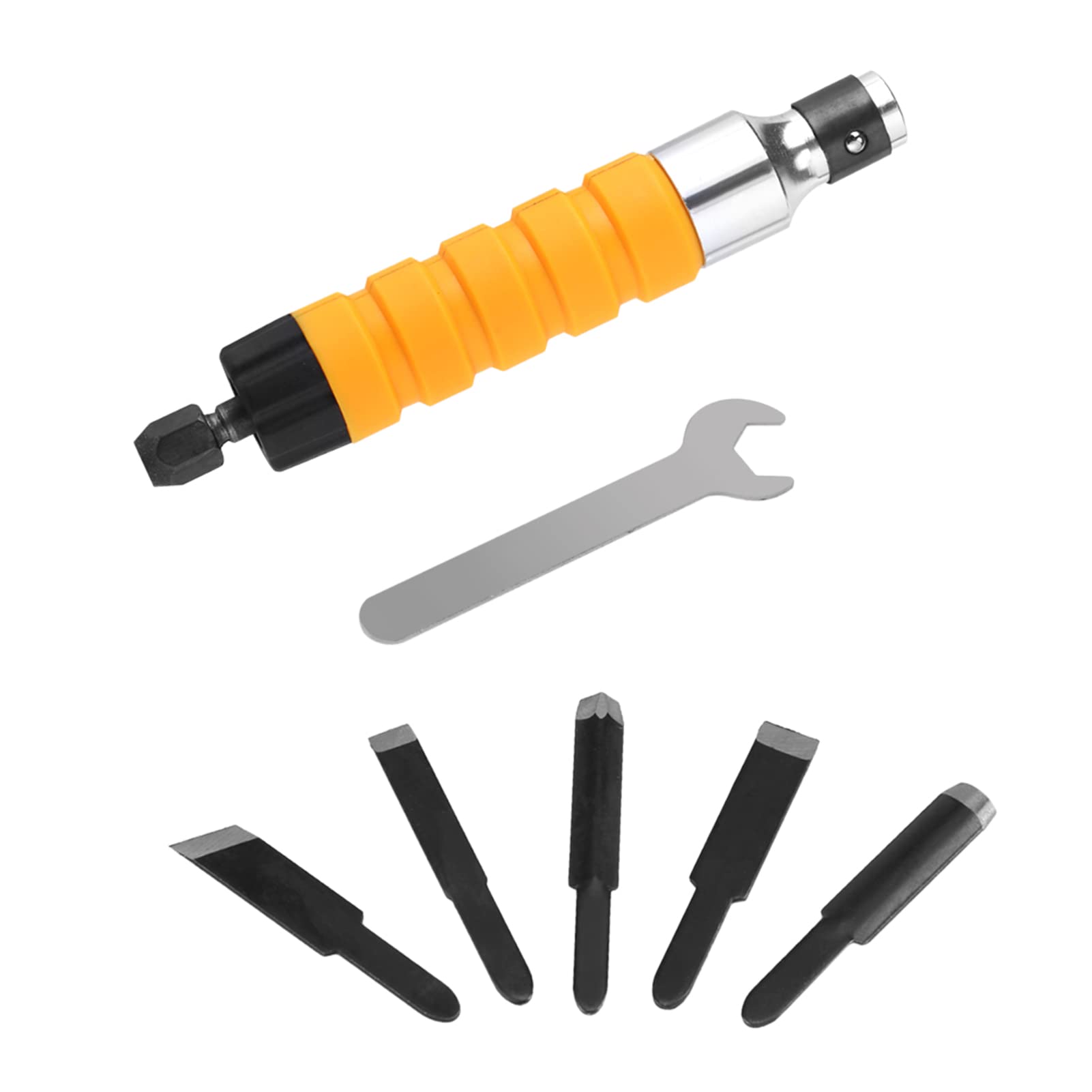 Electric Wood Carving Chisel Set with 5 Interchangeable Blades & Wrench - Professional Engraving Tool for DIY Woodworking, Furniture Making & Art Projects - Perfect for Hobbyists, Carpenters & Crafters