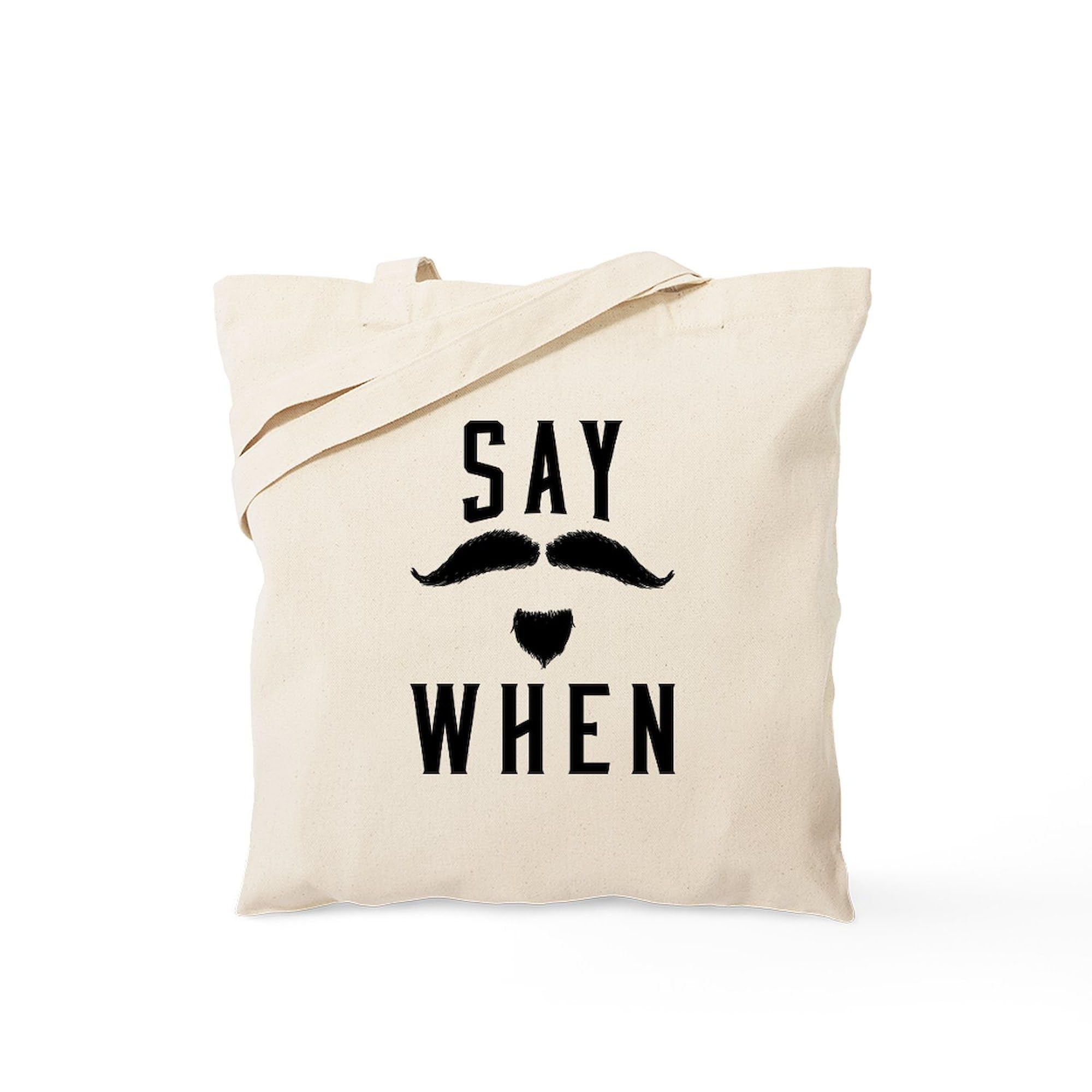 Eco-Friendly Natural Canvas Tote Bag - Reusable Shopping Bag with 'Say When' Print | Perfect for Groceries, Beach Trips & Everyday Use