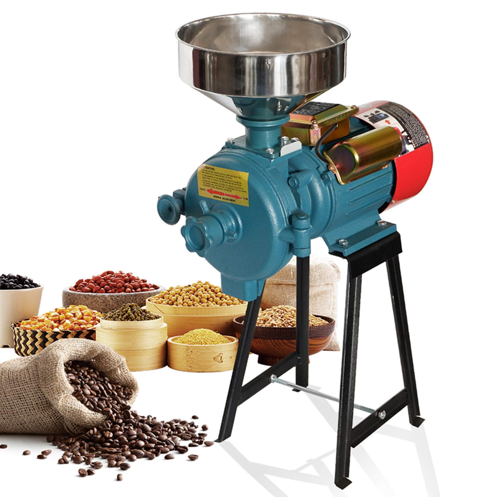 NAIZEA 3000W Commercial Electric Grain Mill - Heavy Duty Wet & Dry Cereals Grinder for Corn, Wheat, Flour - Perfect for Bakeries, Restaurants & Home Use