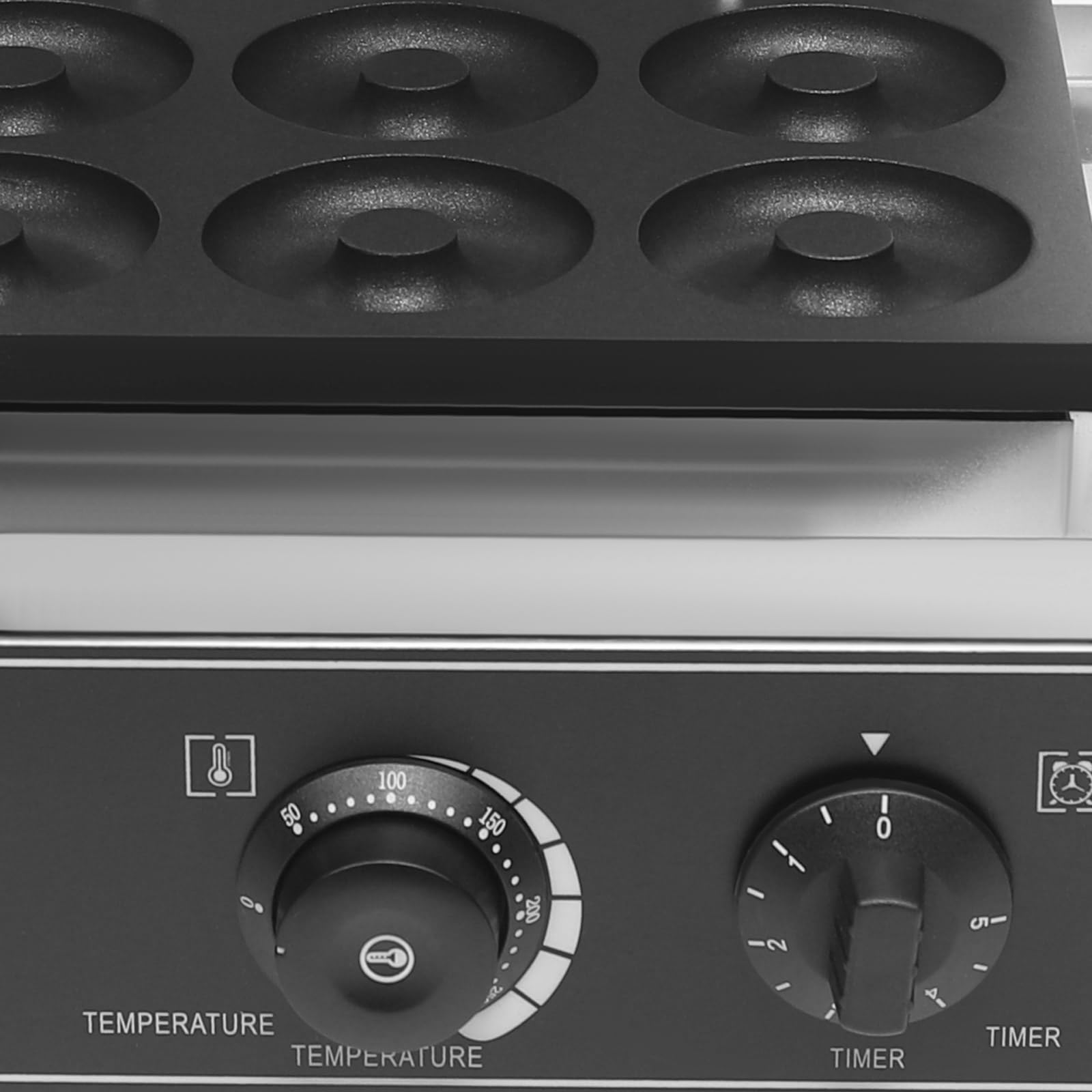 Commercial 6-Hole Electric Donut Maker & Waffle Machine - Non-Stick, 110V 1550W, Double-Sided Heating (50-300°C) - Perfect for Bakeries, Cafes, and Home Breakfast Cooking