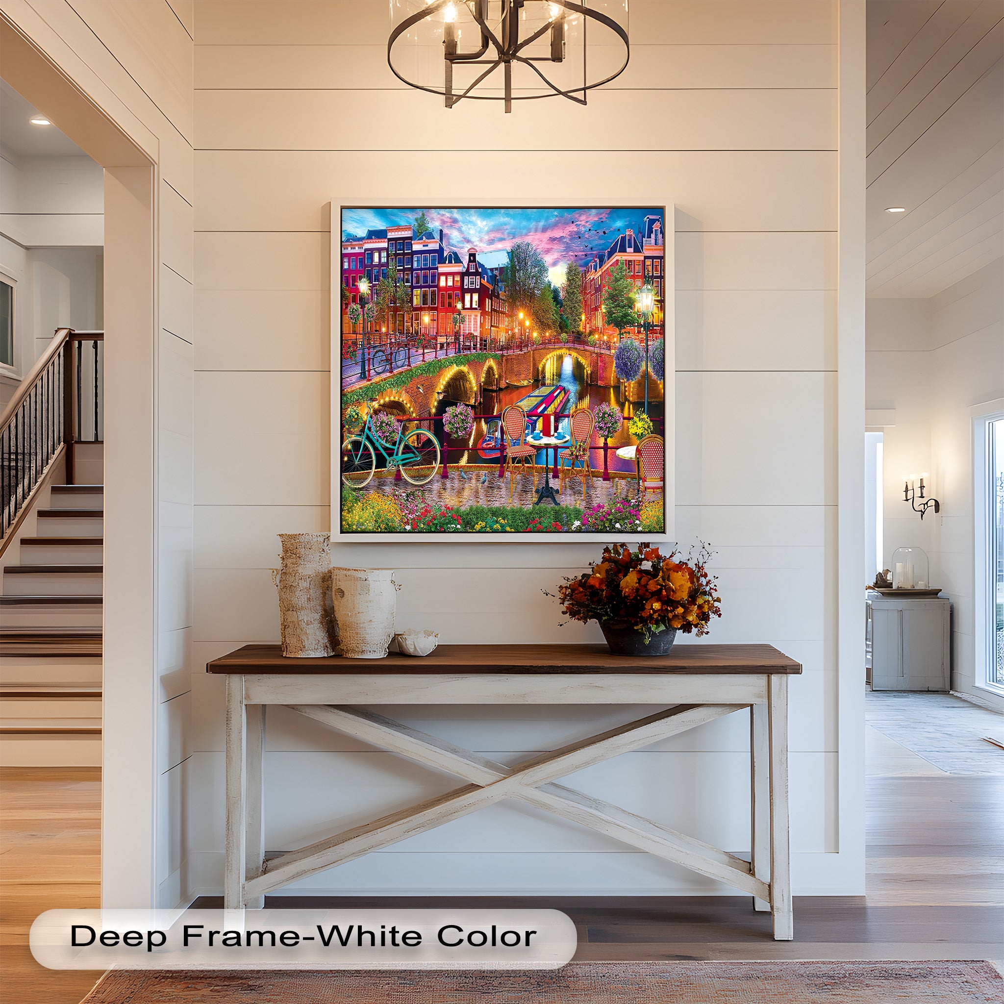 Stunning Amsterdam Sunset Oil Painting - Vibrant Cityscape Wall Art for Living Room & Office Decor