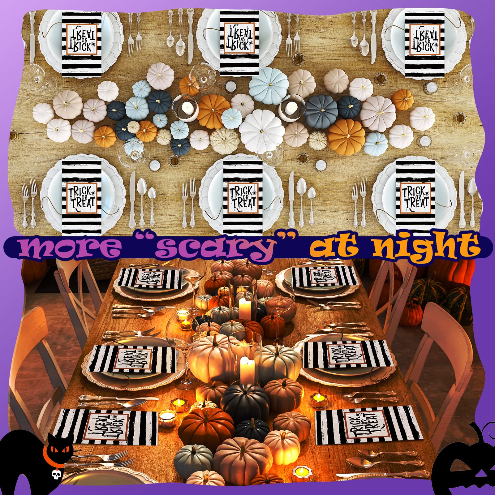 100-Pack Halloween Disposable Paper Napkins - Black & Orange Party Napkins for Halloween Decorations, Dinner Parties, and Bathroom Hand Towels | Perfect for Halloween Events, Themed Parties, and Spooky Home Decor