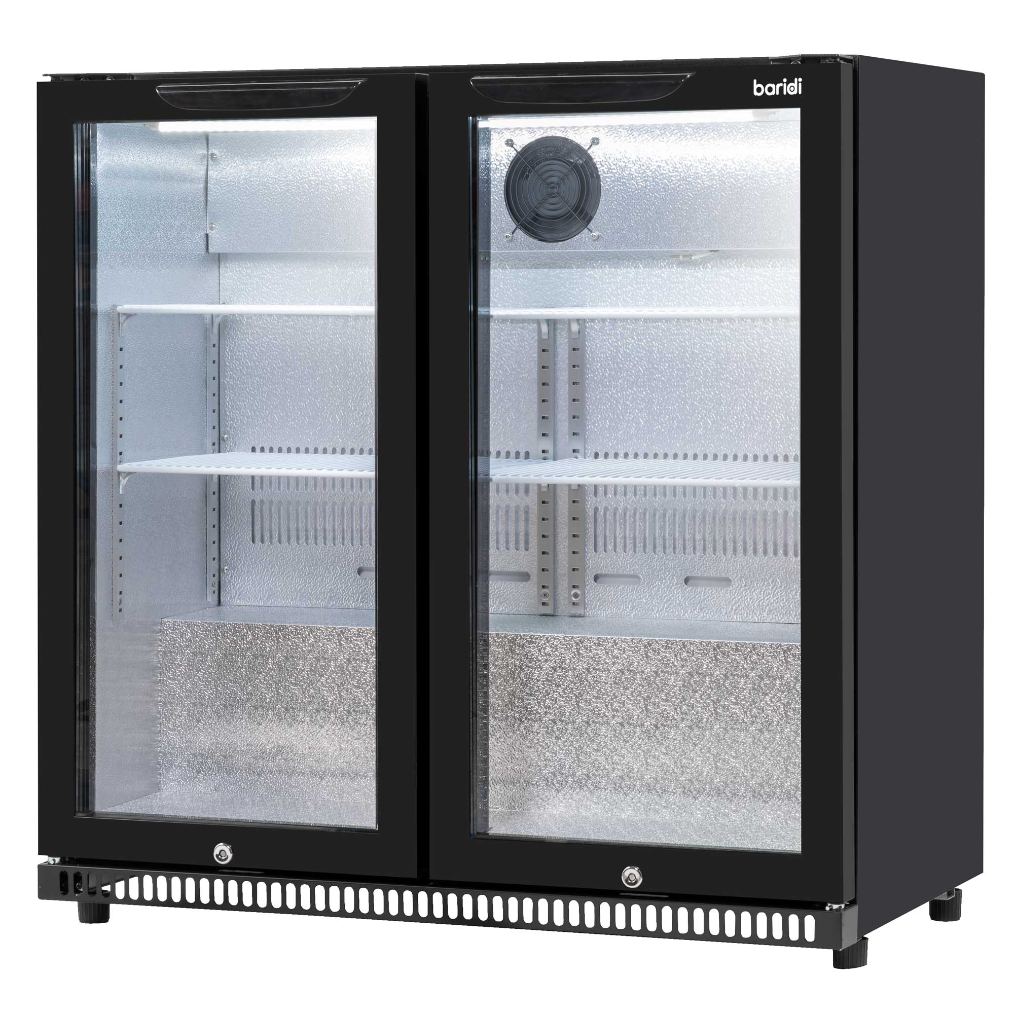 Baridi Back Bar Drinks Fridge with Hinged Double Door - 190L Capacity Commercial Beverage Cooler for Bars, Restaurants & Home Use - Model DH272