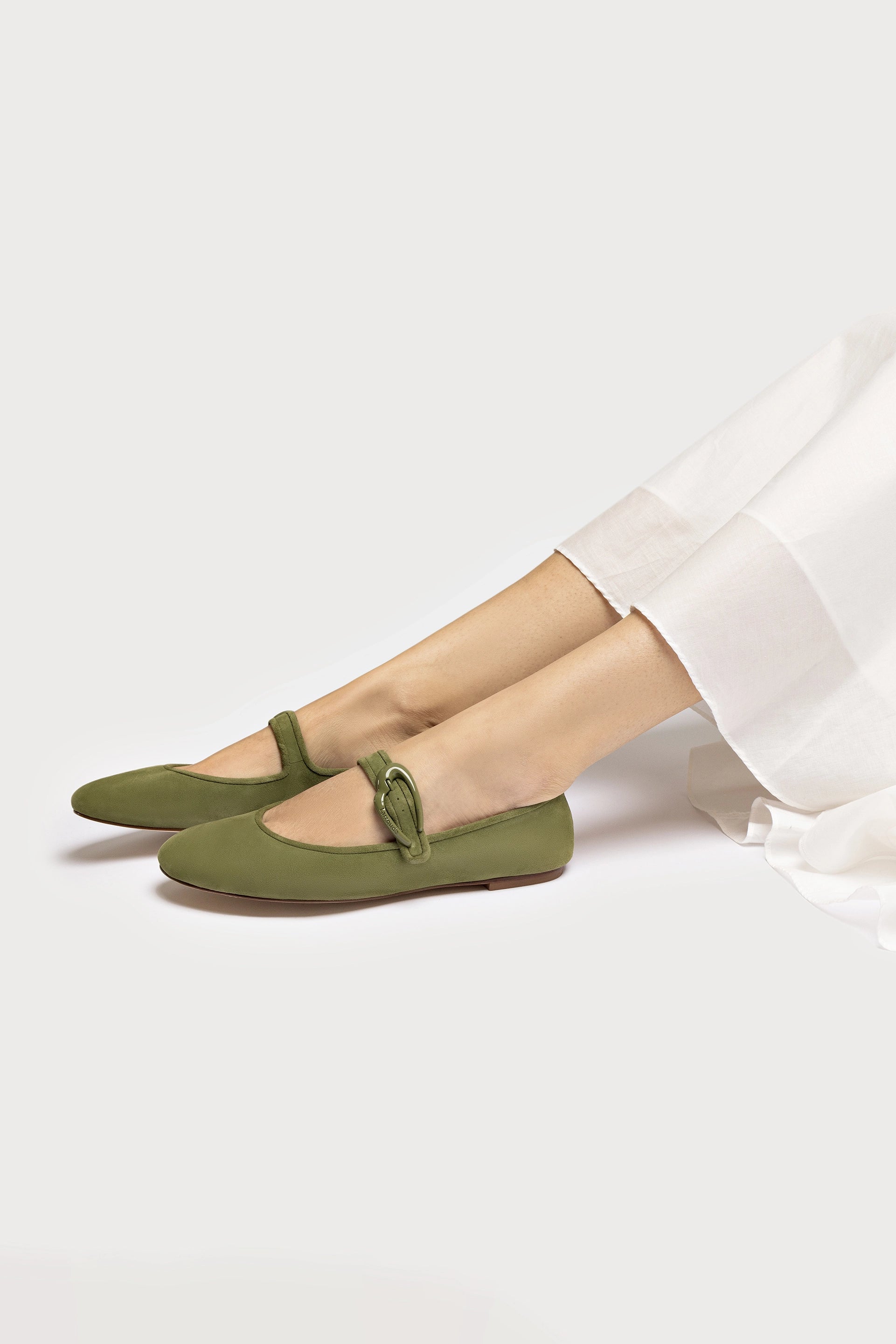Verona Women's Ballet Flats in Seaweed Suede - Comfortable Slip-On Shoes for Work, Travel & Everyday Wear