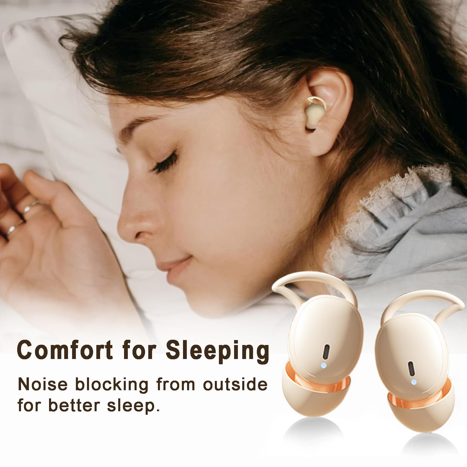 Wireless Sleep Earbuds Bluetooth 5.3 - Noise Cancelling Headphones for Side Sleepers with 32H Playback, Waterproof Small In-Ear Earphones - Perfect for Nighttime Relaxation, Travel & Meditation