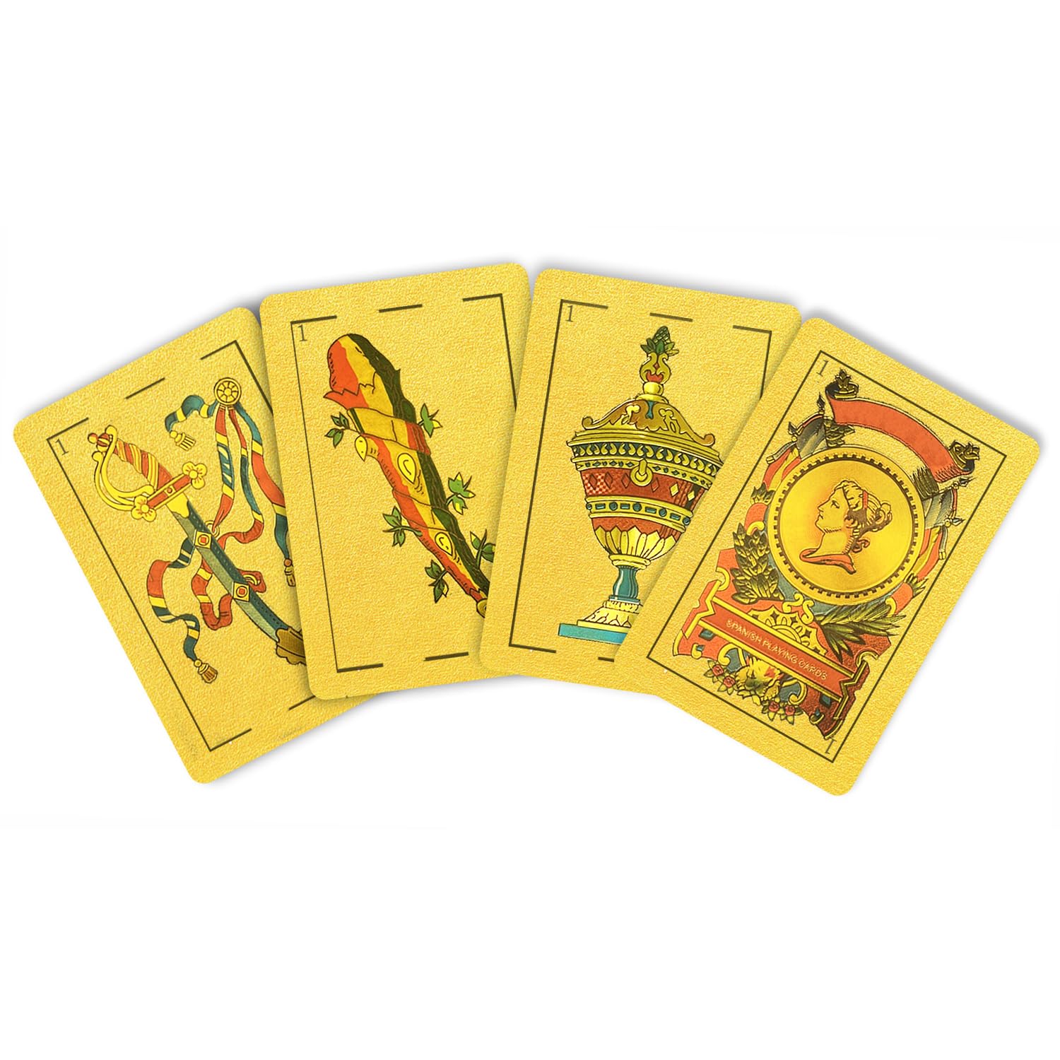 Premium Spanish Playing Cards - Authentic Briscas Deck for Puerto Rico & Mexico | Luxury Gold Foil & PVC Waterproof (1 Pack) - Perfect for Casino Nights, Family Game Time & Travel Entertainment