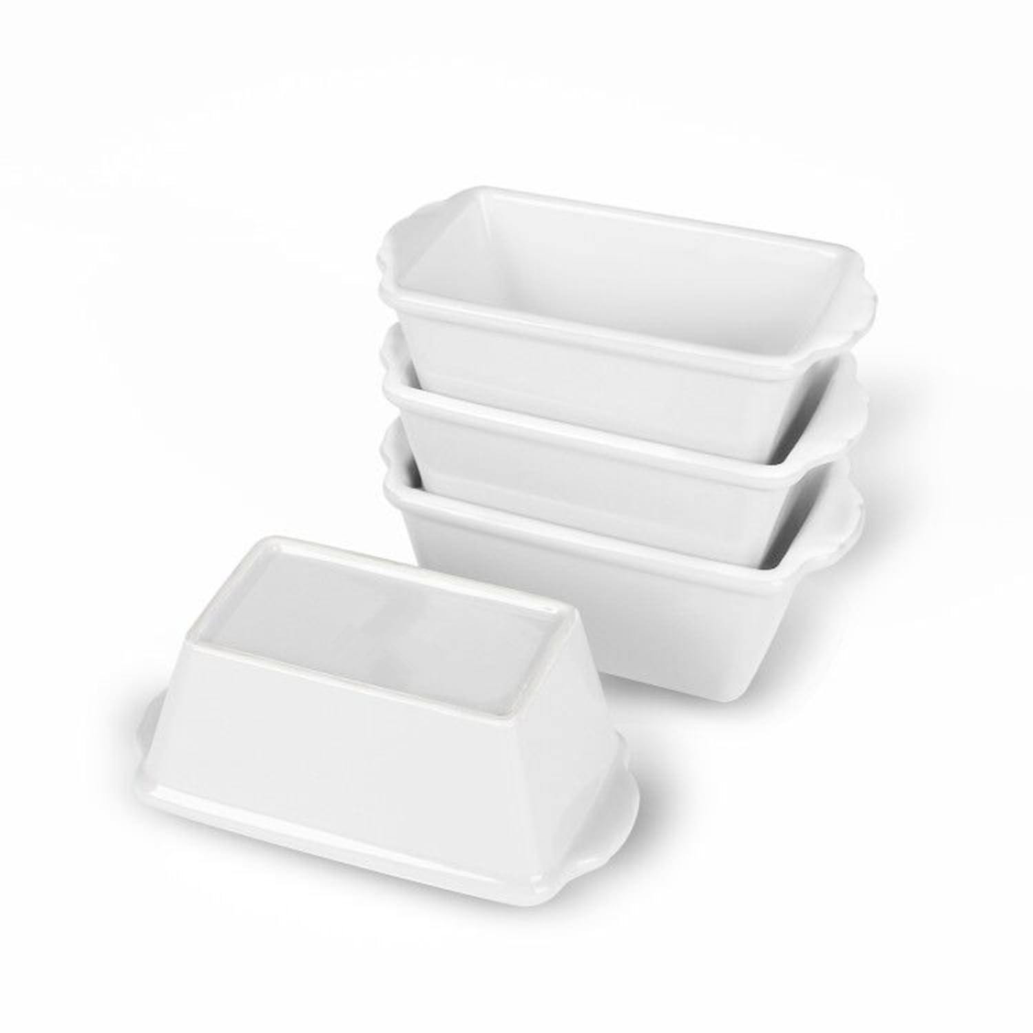 GDCZ 6.2-Inch Mini Loaf Pan Set - 4 Piece Ceramic Non-Stick Baking Bread Pans for Perfect Homemade Bread, White | Ideal for Banana Bread, Pound Cake & Holiday Baking Gifts