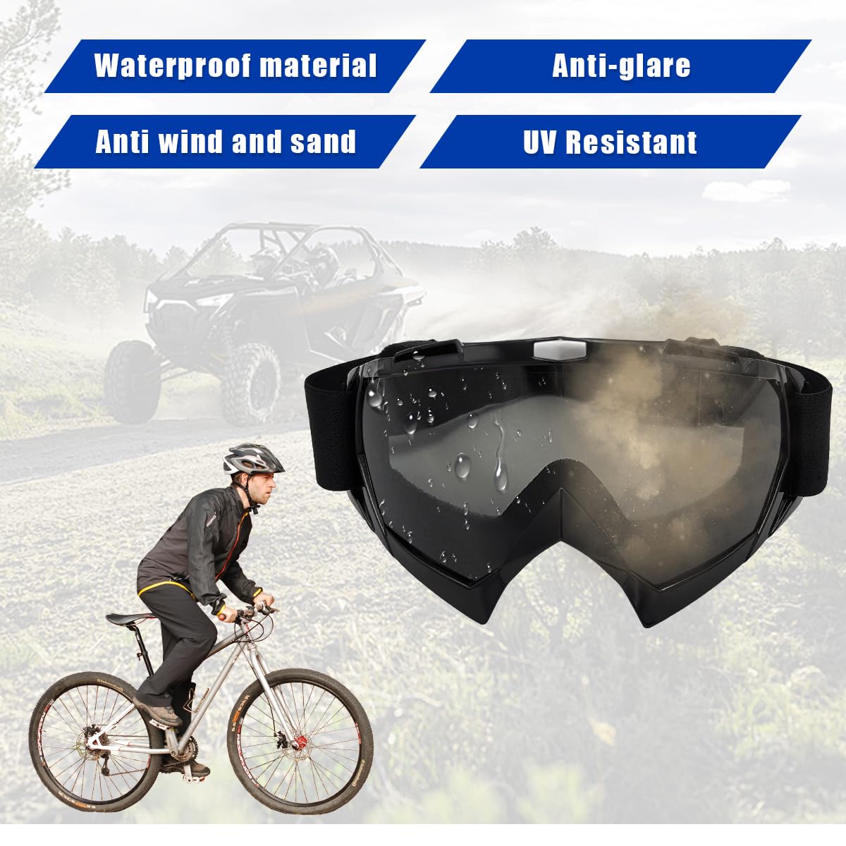 Dirt Bike Goggles for Men & Women - Windproof Dustproof ATV Motorcycle Ski Racing Goggles with UV Protection - Perfect for Off-Roading, Motocross & Snow Sports (Gray)