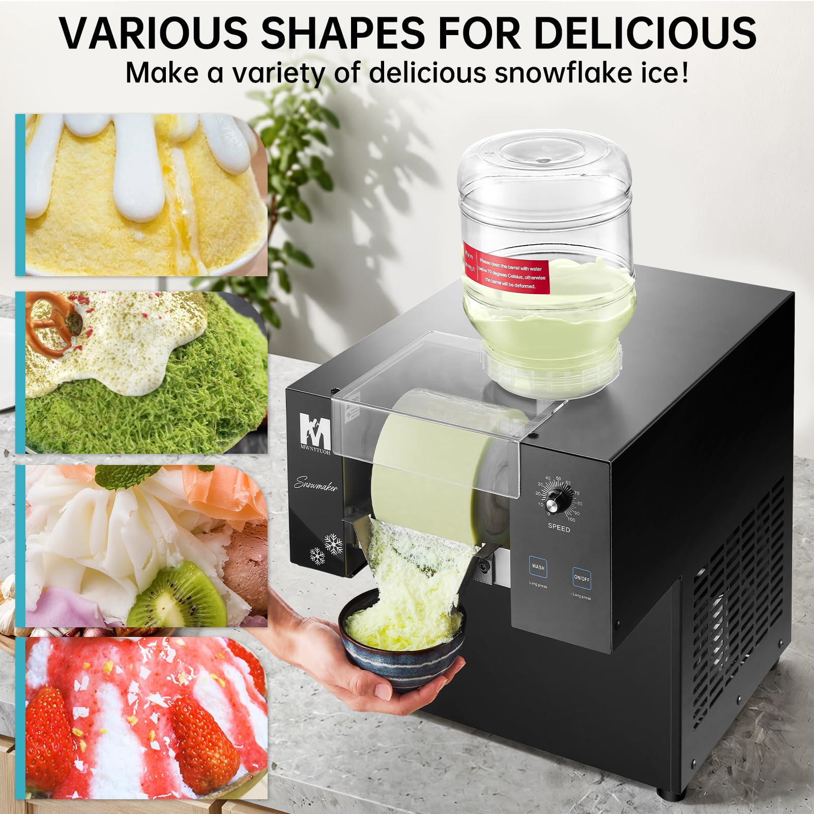 **330LBS/24H Commercial Snowflake Ice Maker Machine - 660W Fast Cooling Stainless Steel Shaved Ice Maker for Desserts, Ice Cream, Bubble Tea, Slushies - Perfect for Parties, Cafes, Bars & Restaurants**