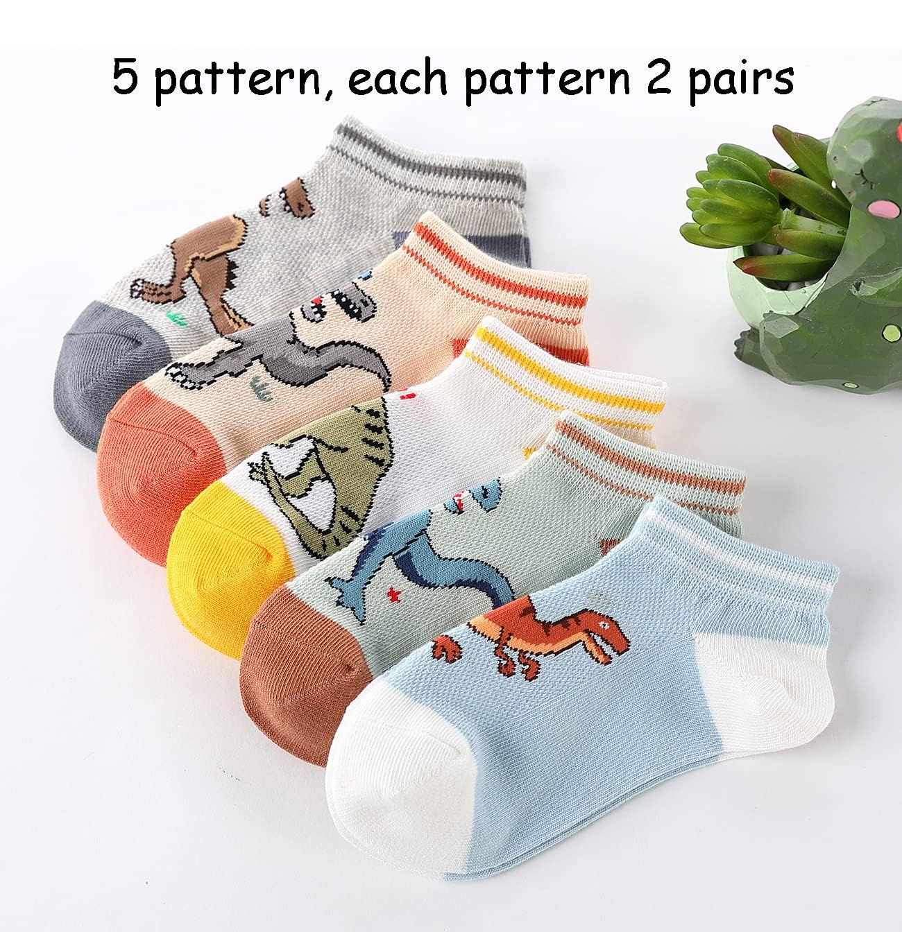 **CHUNG Boys' Cotton Ankle Socks 5/10 Pack - Low Cut Dinosaur Mesh Socks for Kids 2-9 Years - Lightweight, Breathable for School, Running, Sports & Casual Wear - Perfect for Everyday Play and Active Lifestyles**