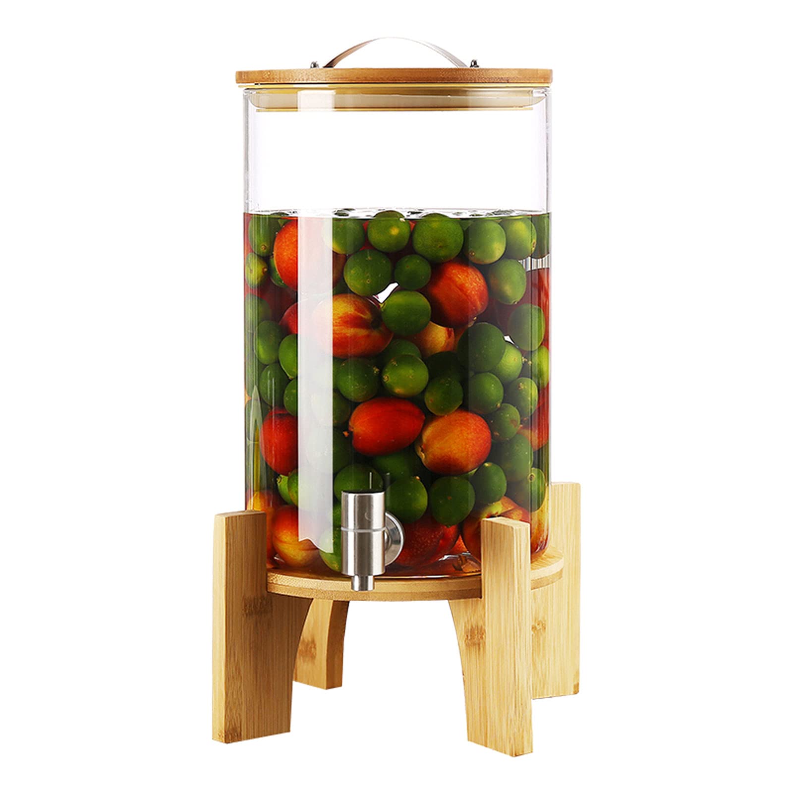 Premium Glass Beverage Dispenser with Tap & Stand - 5L/1.3Gal Drink Dispenser for Wine, Cocktails, Juice, Iced Tea - Heat-Resistant Glass Jar with Airtight Sealing Cap - Perfect for Parties, Weddings, BBQs & Home Entertaining