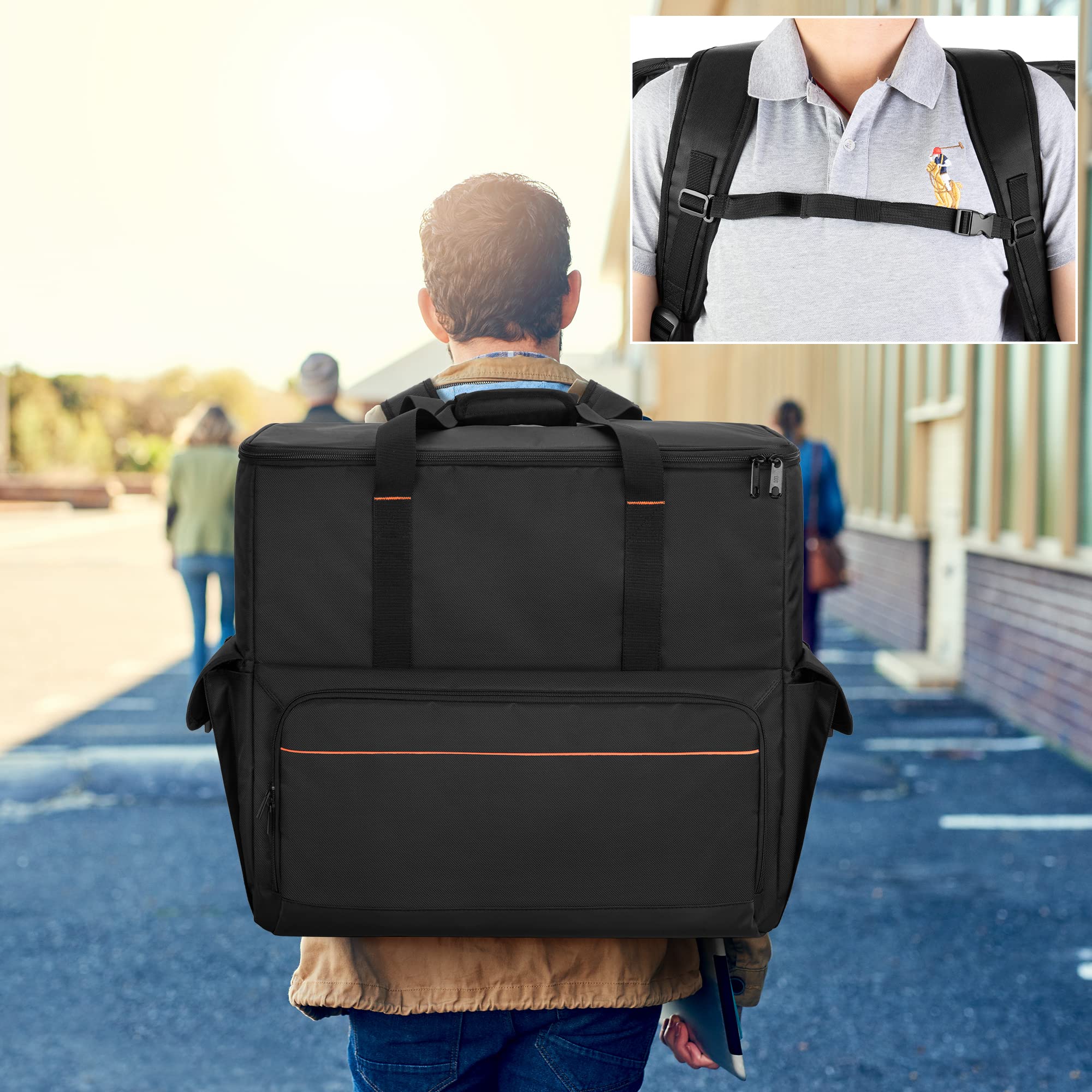 Trunab Desktop PC Tower Carrying Case - Computer Backpack for CPU Case, Keyboard, Mouse & Accessories (Black) | Perfect for IT Professionals, LAN Parties & Secure Computer Transport