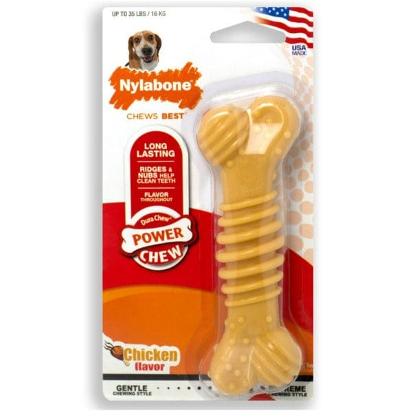 Nylabone DuraChew Textured Chicken Flavor Dog Chew Toy - Long-Lasting Dental Chew for Aggressive Chewers, Promotes Healthy Teeth & Gums - Perfect for Medium & Large Dogs, Indoor & Outdoor Play