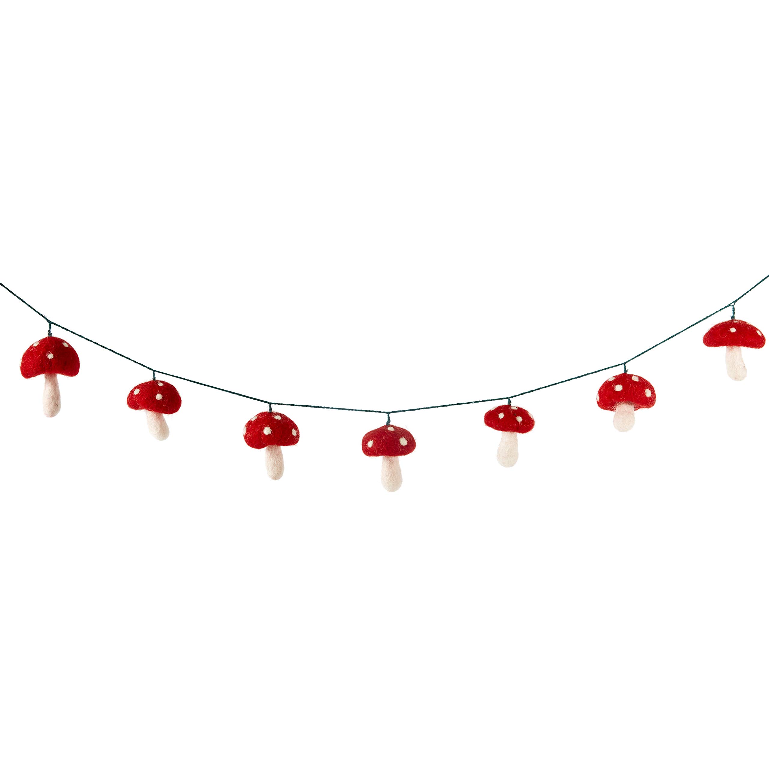 Red Felt Mushroom Garland for Christmas Decor