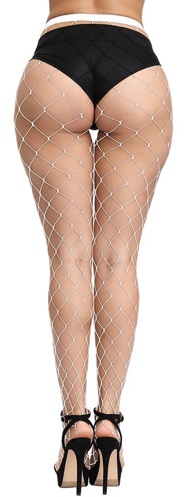 CozyWow Women's High Waist Fishnet Tights - Soft Stretchy Footed Stockings with 10+ Color Options | Perfect for Halloween Costumes, Parties & Fashion Outfits