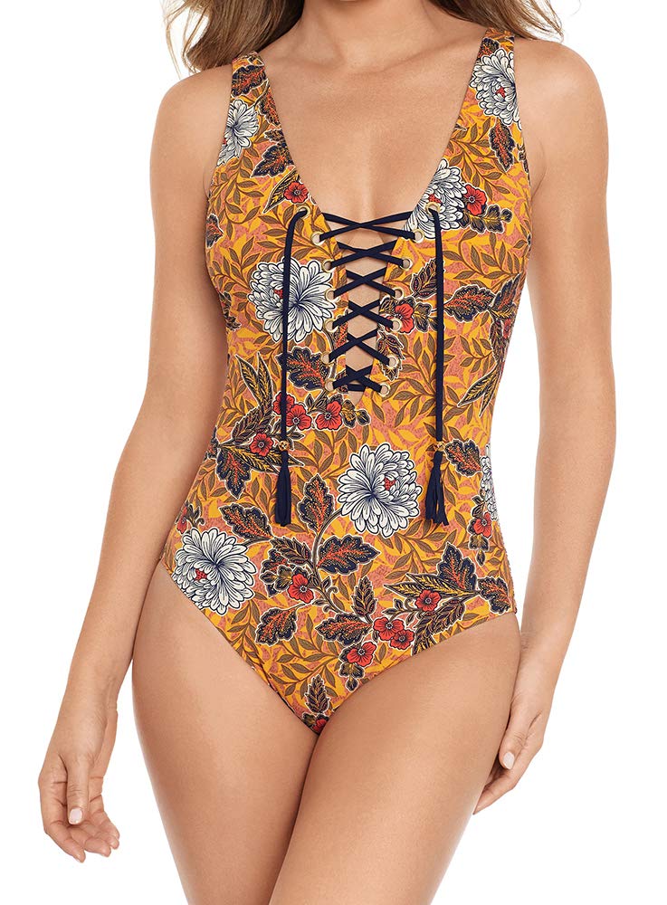 Women's One Piece Swimsuit - Rhiannon Gypsy Plunge Neckline Soft Cup Bathing Suit for Beach, Pool & Vacation | Sexy & Comfortable Swimwear