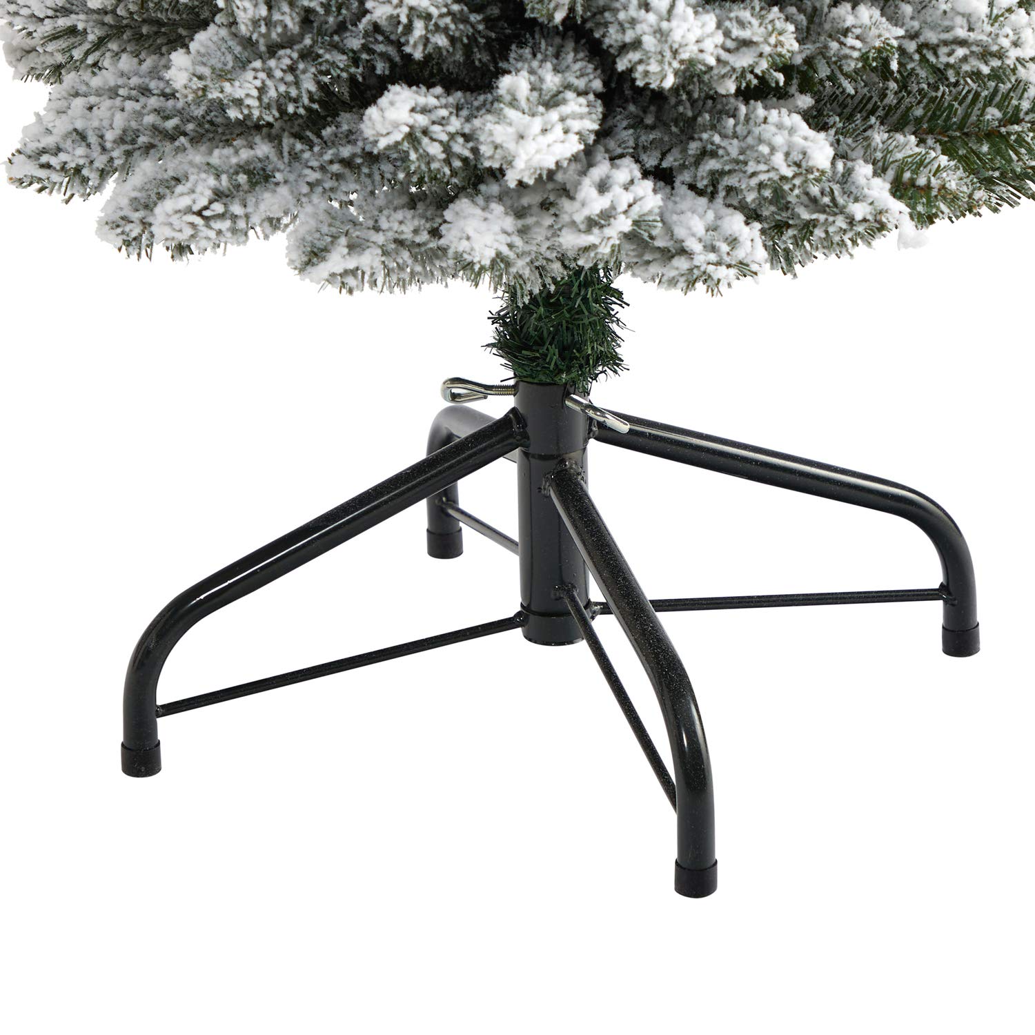 Nearly Natural 5ft Flocked Pencil Artificial Christmas Tree with 200 Clear Lights & 318 Bendable Branches | Slim Holiday Decor for Small Spaces, Apartments & Office Christmas Decorations