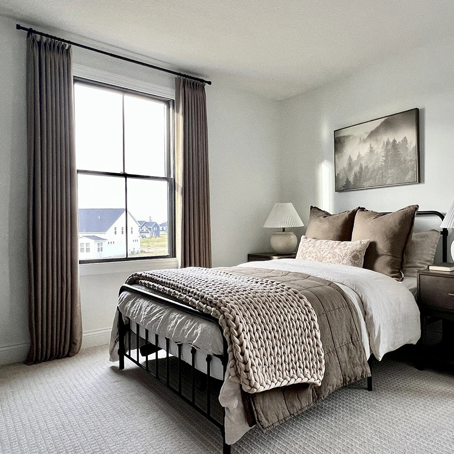 Pinch Pleated Blackout Curtains - 100% Linen Fabric for Modern Home Decor | Noise Reducing & Thermal Insulated Window Drapes for Bedroom & Living Room