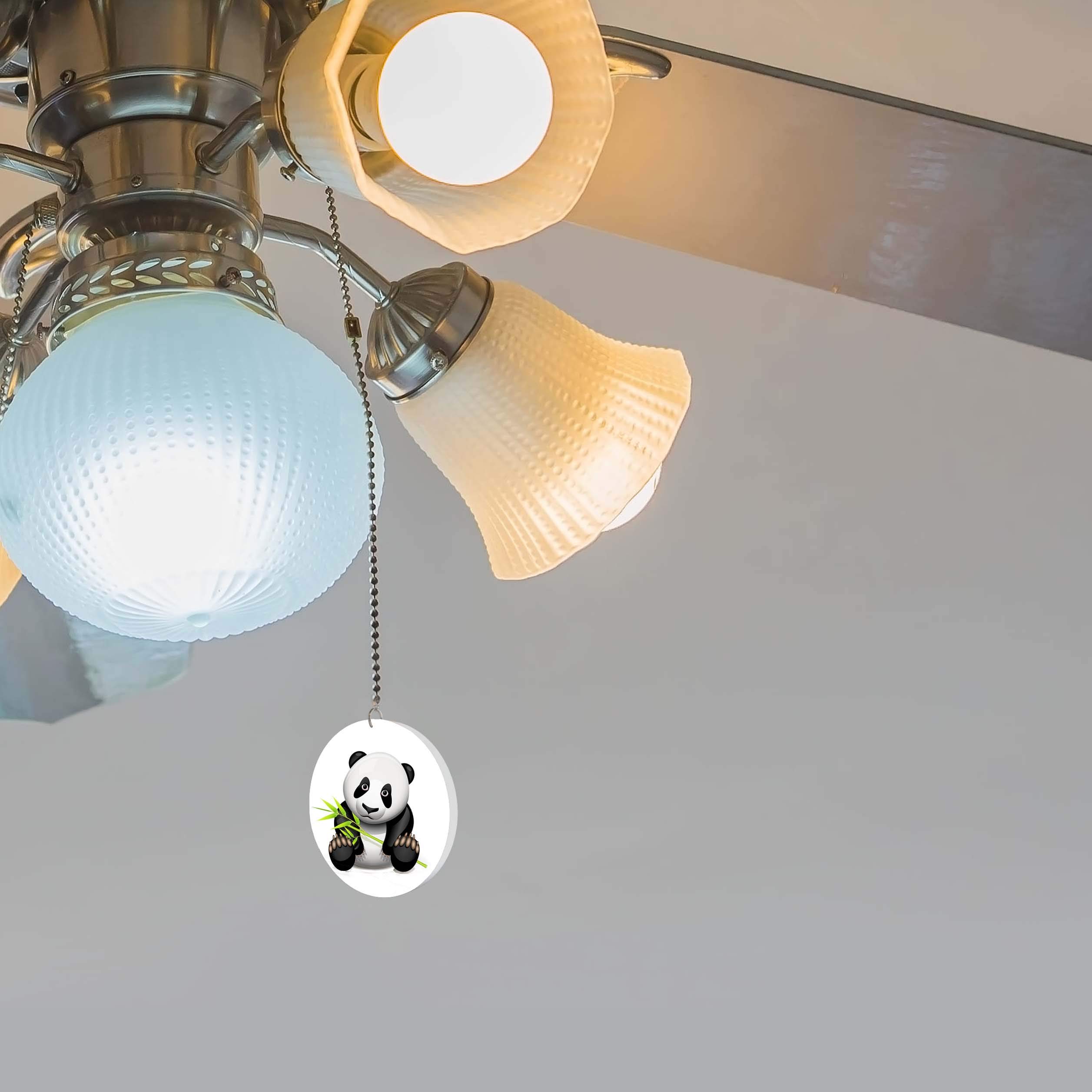 Bamboo Panda Fan & Light Pull Cord - Decorative Ceiling Fan Pull Chain with Cute Panda Design - Perfect for Kids' Rooms, Nurseries, and Asian-Themed Home Decor