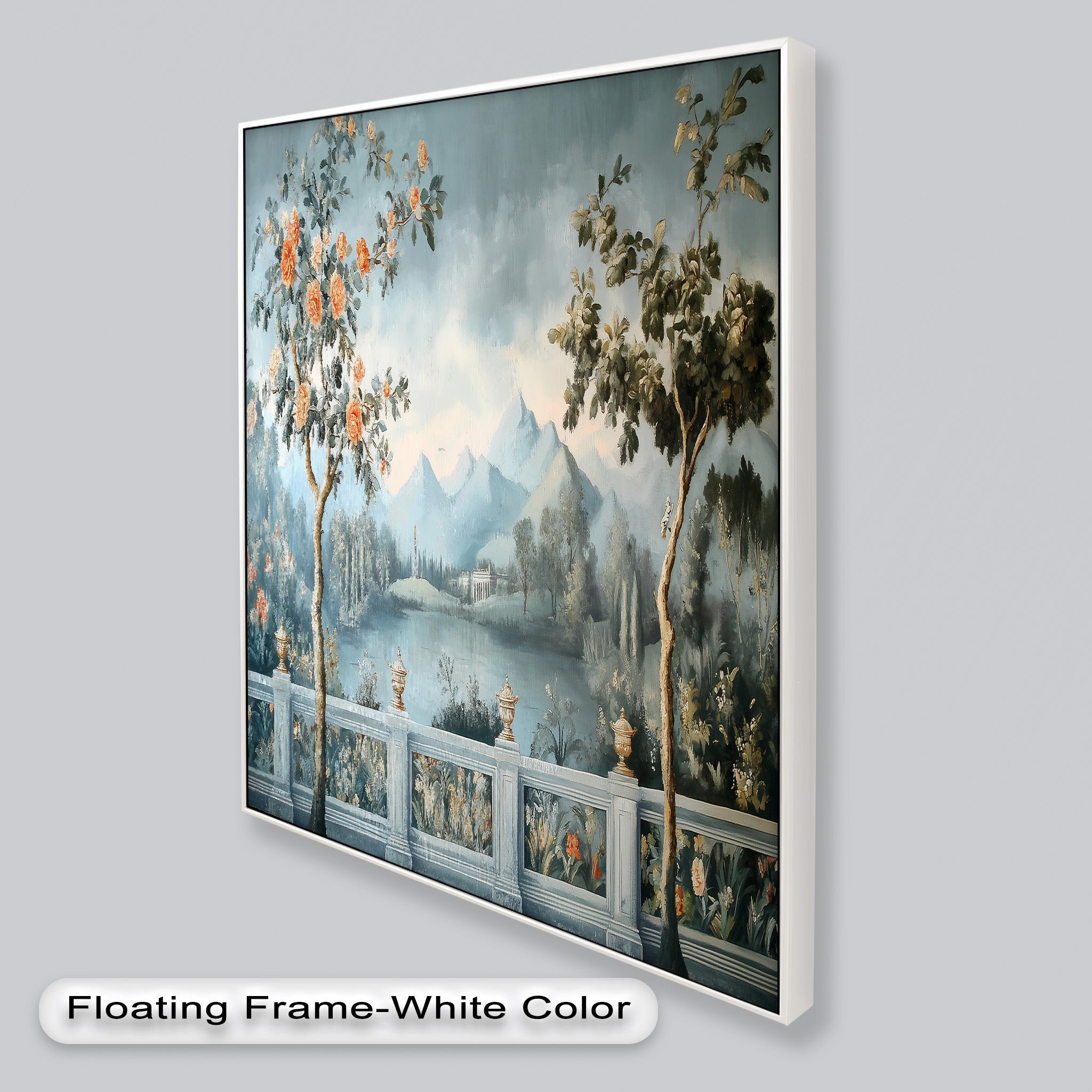 Elegant Aristocratic Garden View Landscape Oil Painting - Handmade Canvas Art for Home Decor, Living Room, Office & Gift