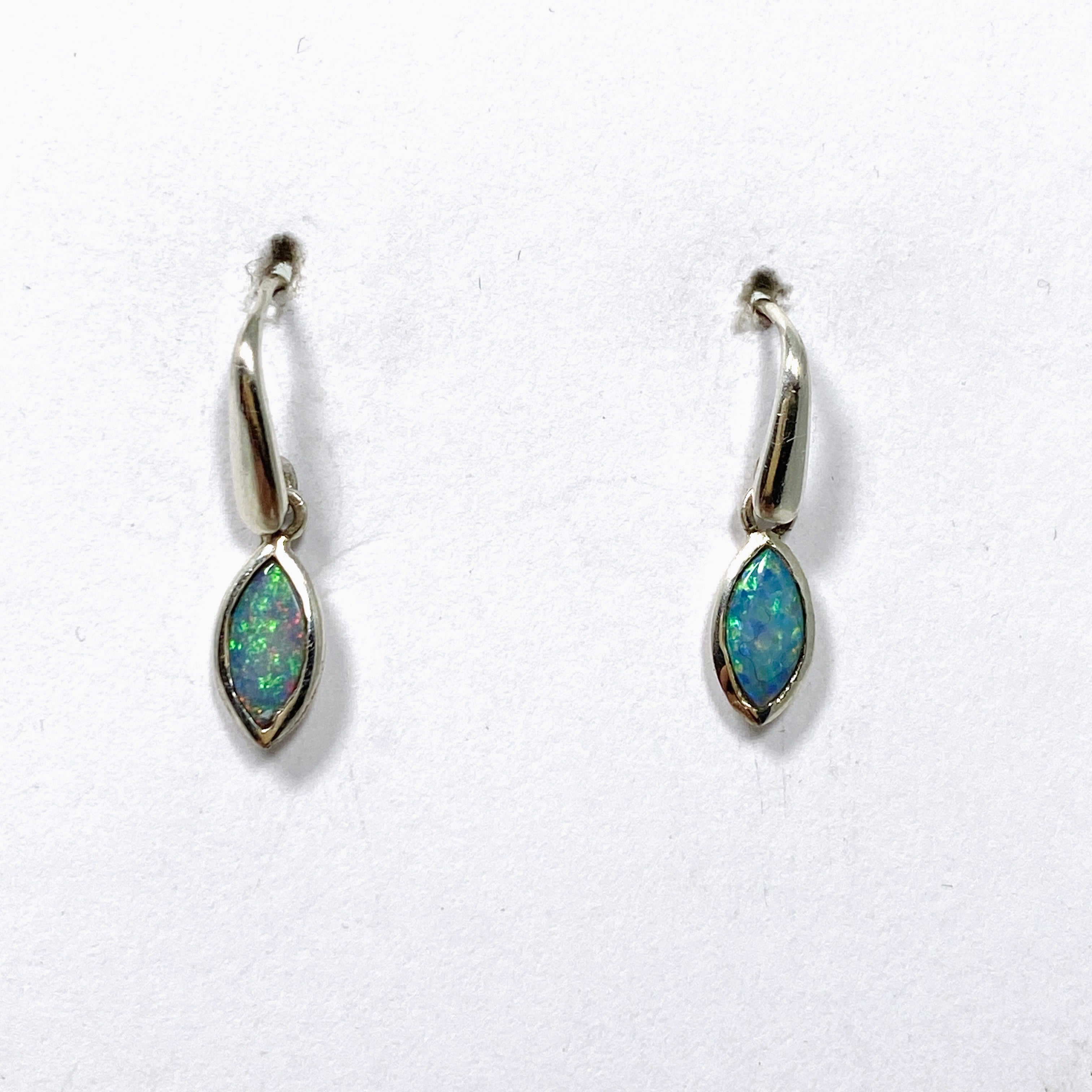 Opal Solid (Lightning Ridge) Marquise Cabochon Earrings - Natural Australian Gemstone Jewelry for Women | Perfect for Weddings, Parties & Special Occasions