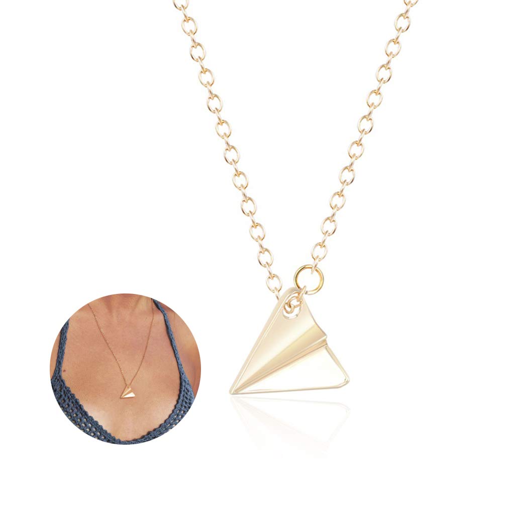 YOOE Geometric Origami Paper Airplane Necklace - Minimalist Triangle Pendant Jewelry for Women & Couples | Perfect Gift for Anniversary, Valentine's Day & Everyday Wear