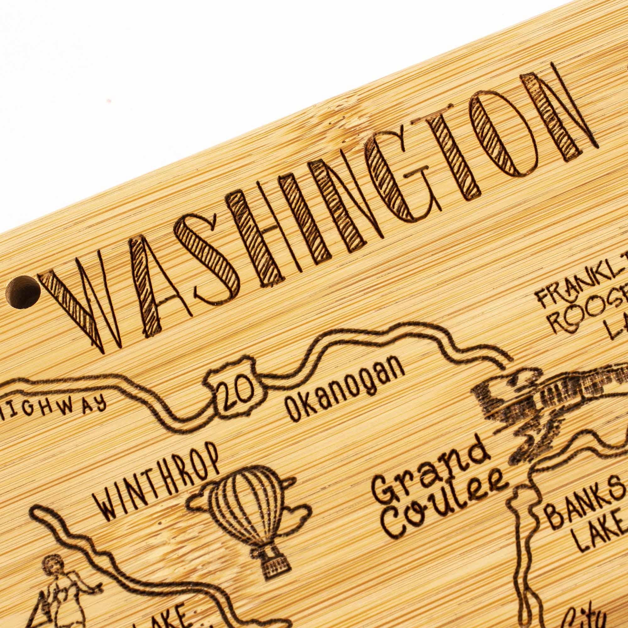 Washington State Themed Wood Cutting Board - 15.5 x 10 Inches - Durable Kitchen Chopping Board for Fruits, Vegetables & Meats - Perfect Gift for Home Chefs & Washington Lovers