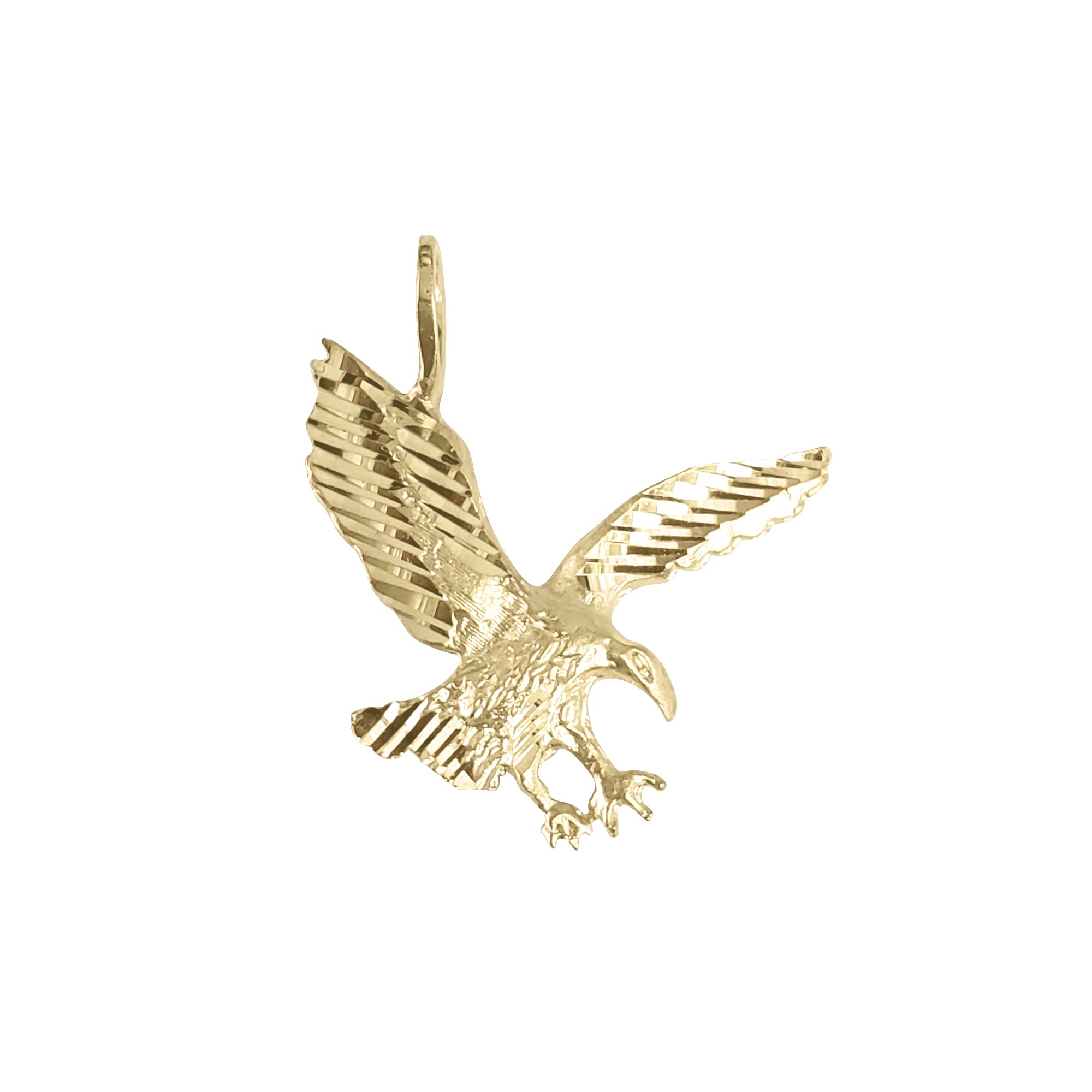 14k Yellow Gold Flying Eagle Charm Necklace with Diamond Cuts - Perfect for Gifts, Anniversaries & Everyday Elegance