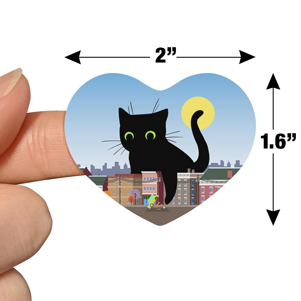 Giant Black Cat Playing with Cars Stickers - Heart Shaped Planner Calendar Scrapbook Decorative Stickers for Journaling, DIY Crafts, and Bullet Journal Supplies - Perfect for Scrapbooking, Planner Decor, and Gift Wrapping