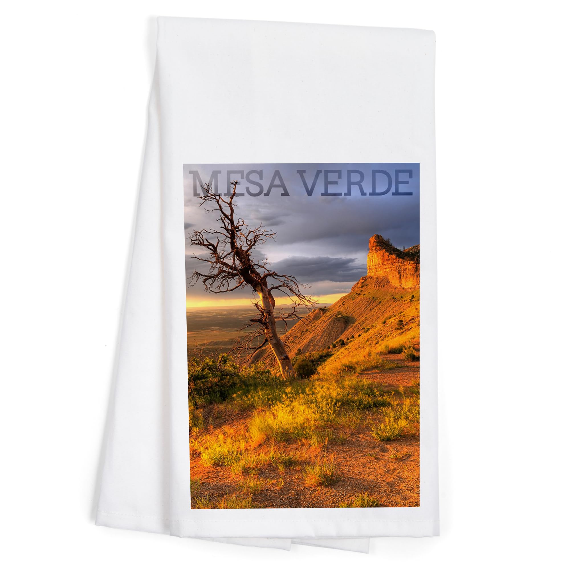 100% Cotton Tea Towel - Decorative Hand Towel for Kitchen & Home | Mesa Verde National Park Colorado Lone Tree Design | Perfect for Dish Drying, Gift Giving & Farmhouse Decor