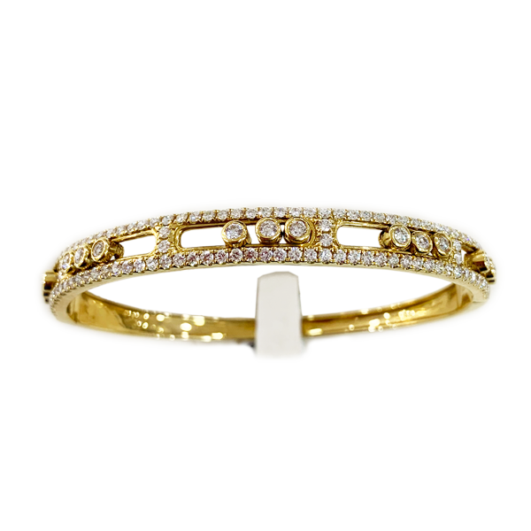 18K Yellow Gold Diamond Bangle Bracelet for Women - Elegant & Luxurious Jewelry Gift for Anniversary, Birthday, Wedding - Perfect for Parties, Date Nights & Special Occasions