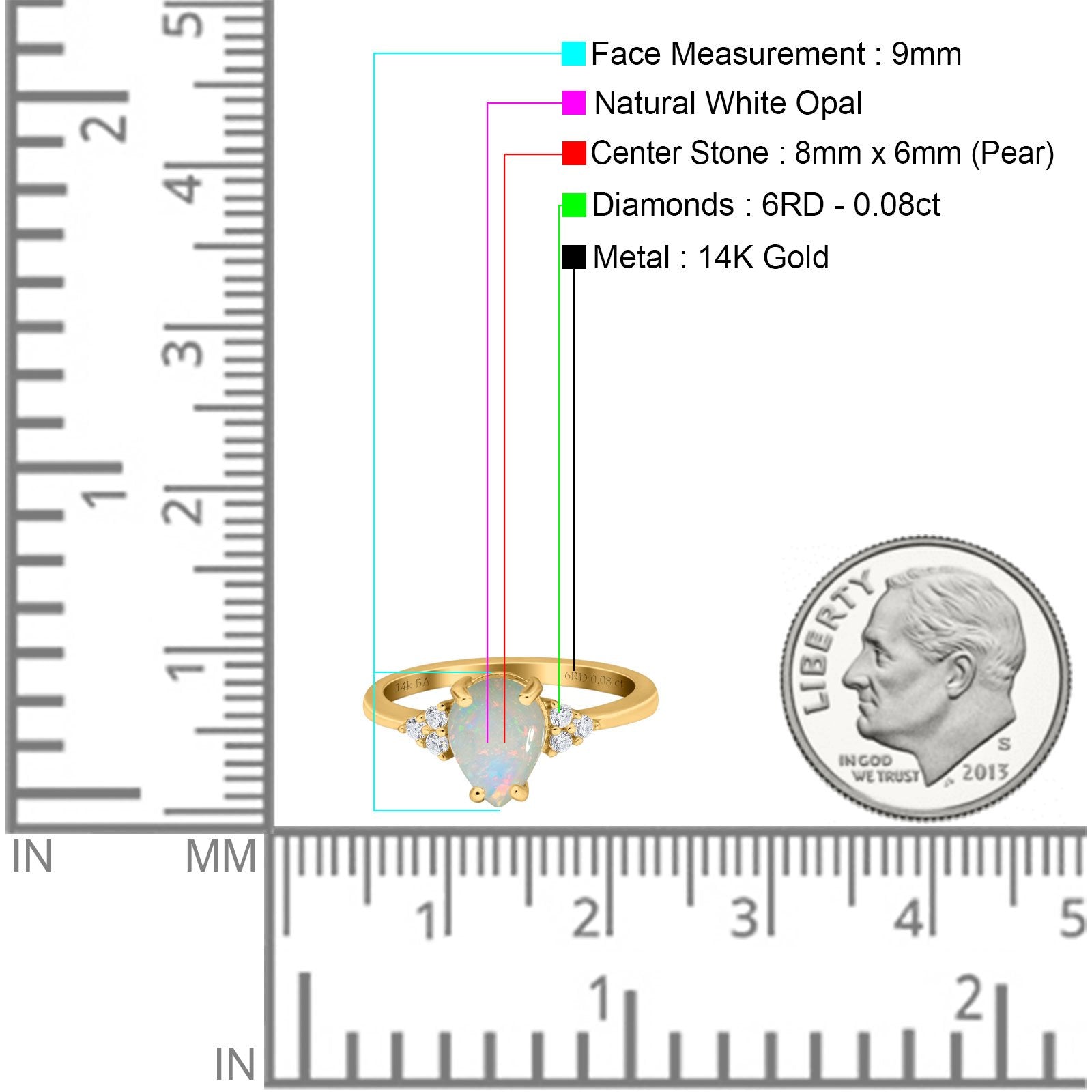 14K Gold 1.33ct Teardrop Pear 8x6mm G SI Diamond Engagement Ring for Women - Perfect Wedding Band, Anniversary Gift & Proposal Jewelry for Brides